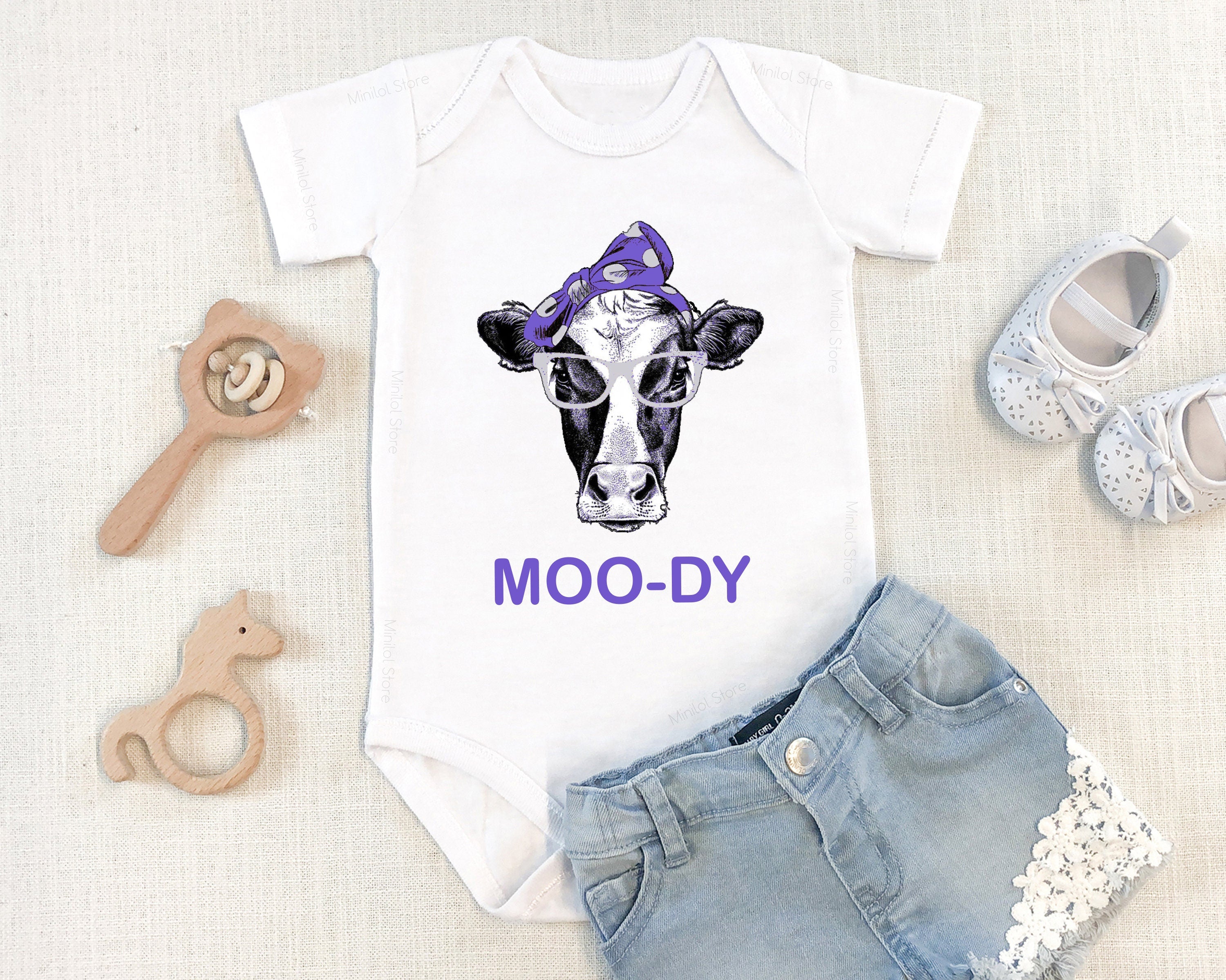 Farm Onesie® Cow Onesie® "Mood-Dy", Country Baby Clothes, Cute Cow Bodysuit, Cute Onesie® Funny Onesie®