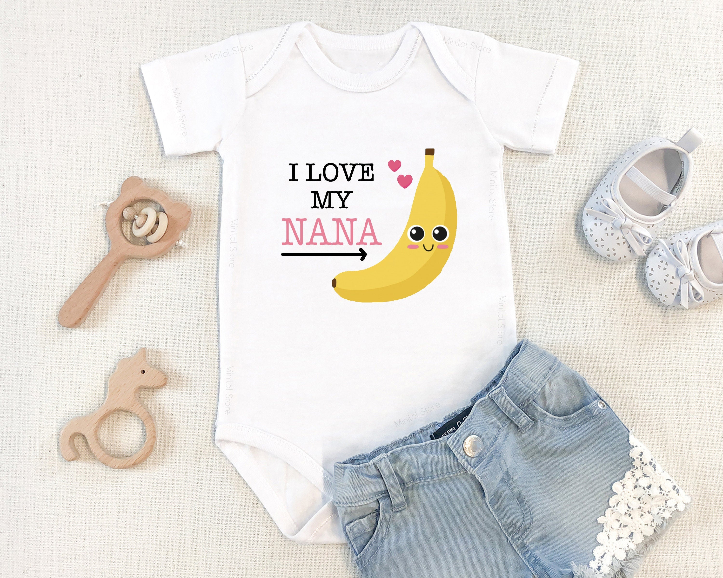 I Love My Nana Onesie® Funny Baby Clothes, Grandma Onesie® Baby Shower Gift, Cute Nana Onesie®