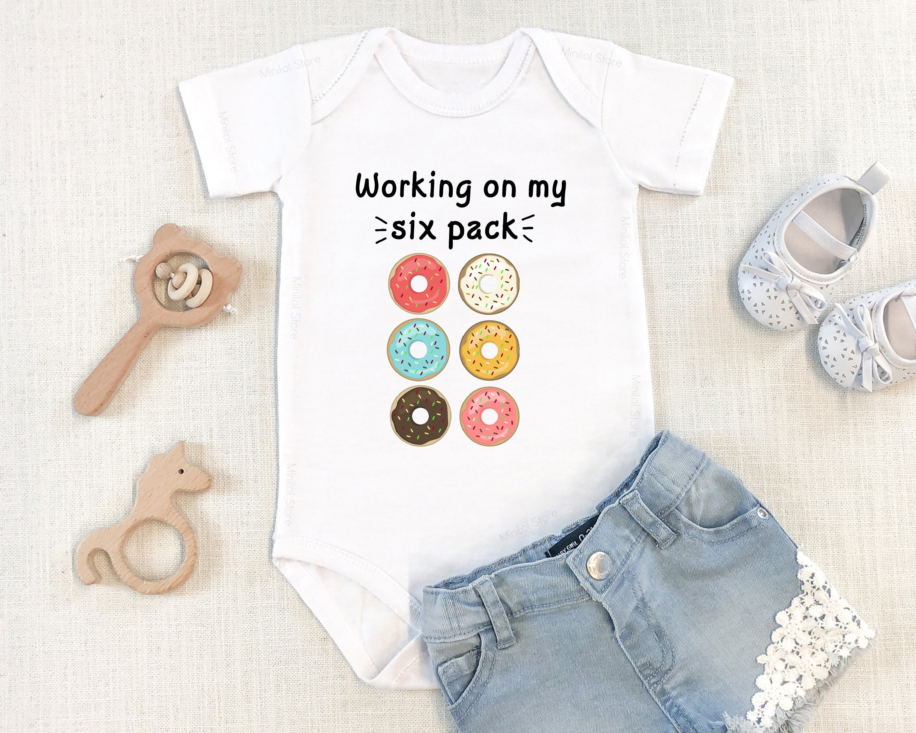 Working On My Six Pack Onesie®, Unisex Baby Onesie®, Baby Onesie®Funny, Baby Shower Gift