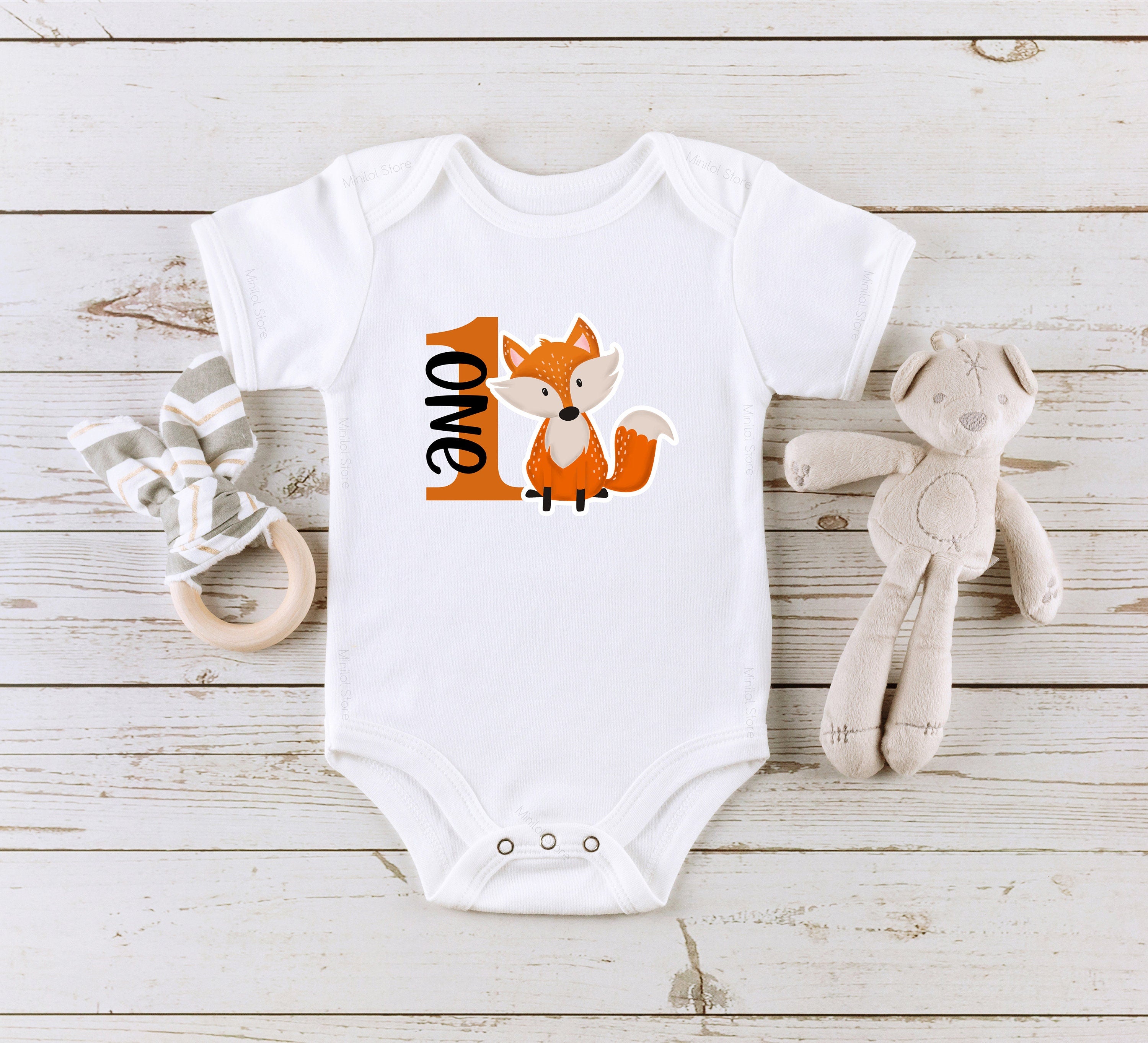 Fox First Birthday Onesie® Woodland Birthday Outfit, One Shirt, Fox Birthday Party Shirt, First Birthday Shirt, Fox Party