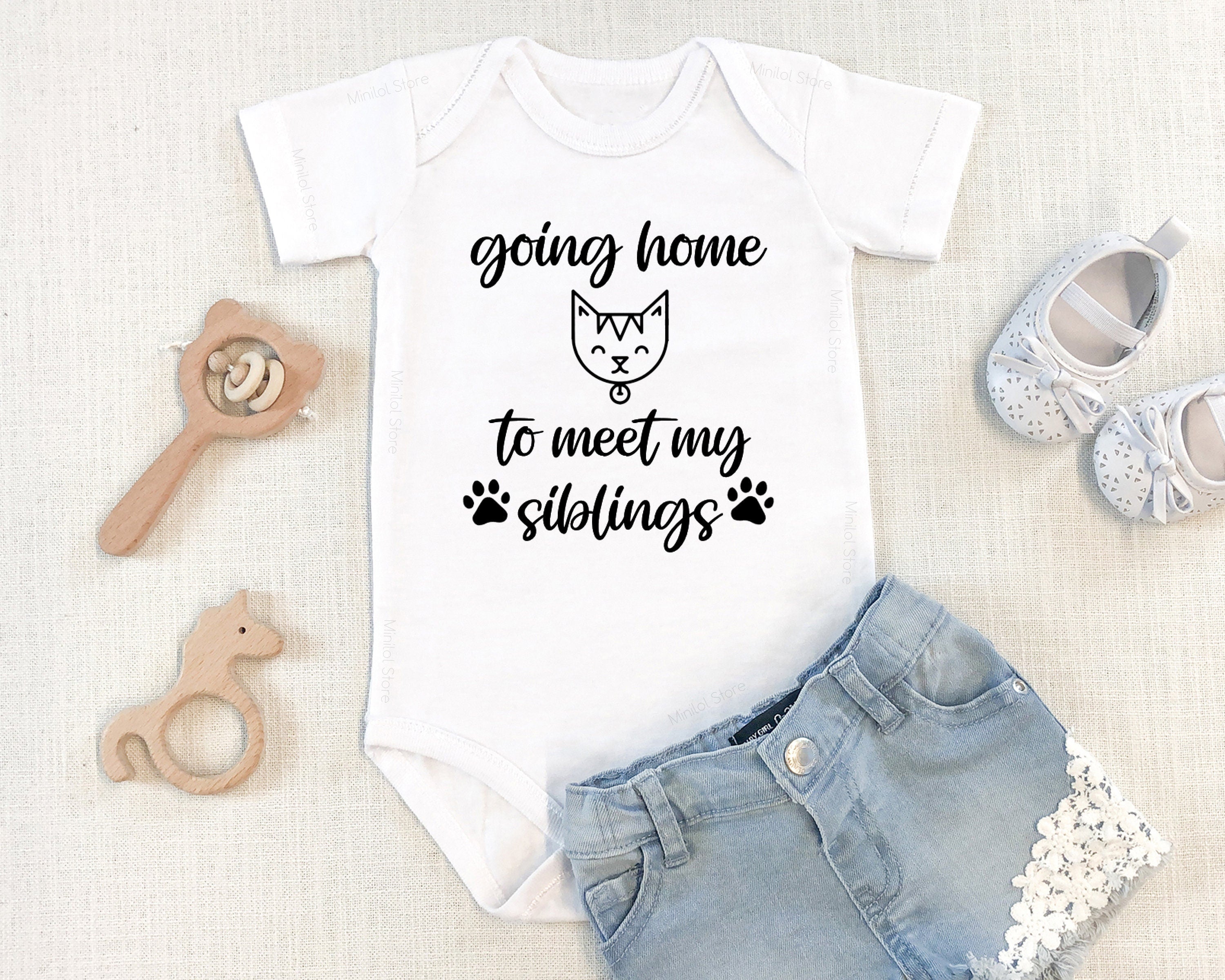 Going Home To Meet My Siblings Cat&Dogs Onesie® Newborn Onesie® Funny Baby Bodysuit, Cute Pet Onesie®