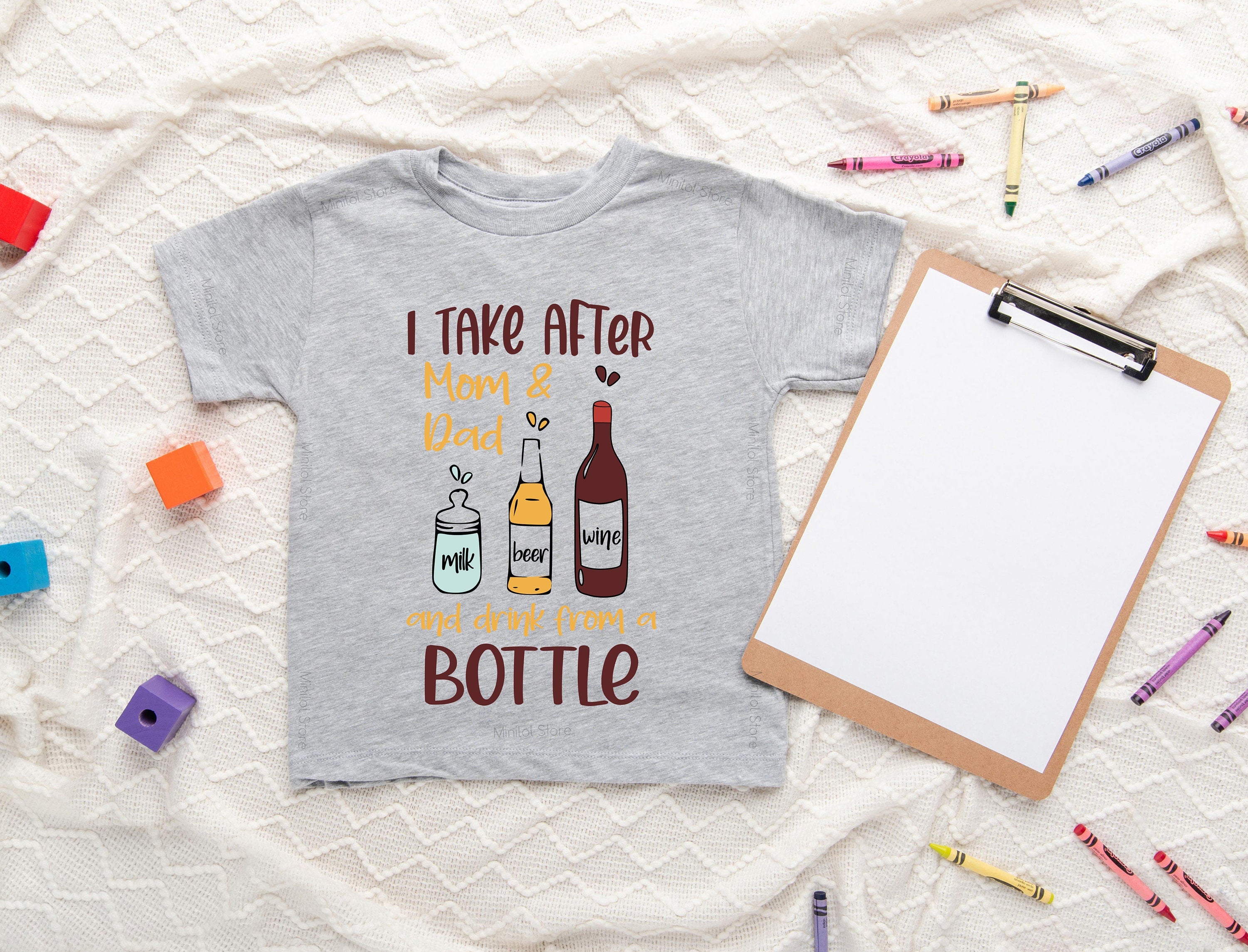Mom and Dad Drinking Shirt, Funny Baby Shirt, Funny Baby Gift, Wine, Beer, Milk Bottle Shirt, Drinking Shirt