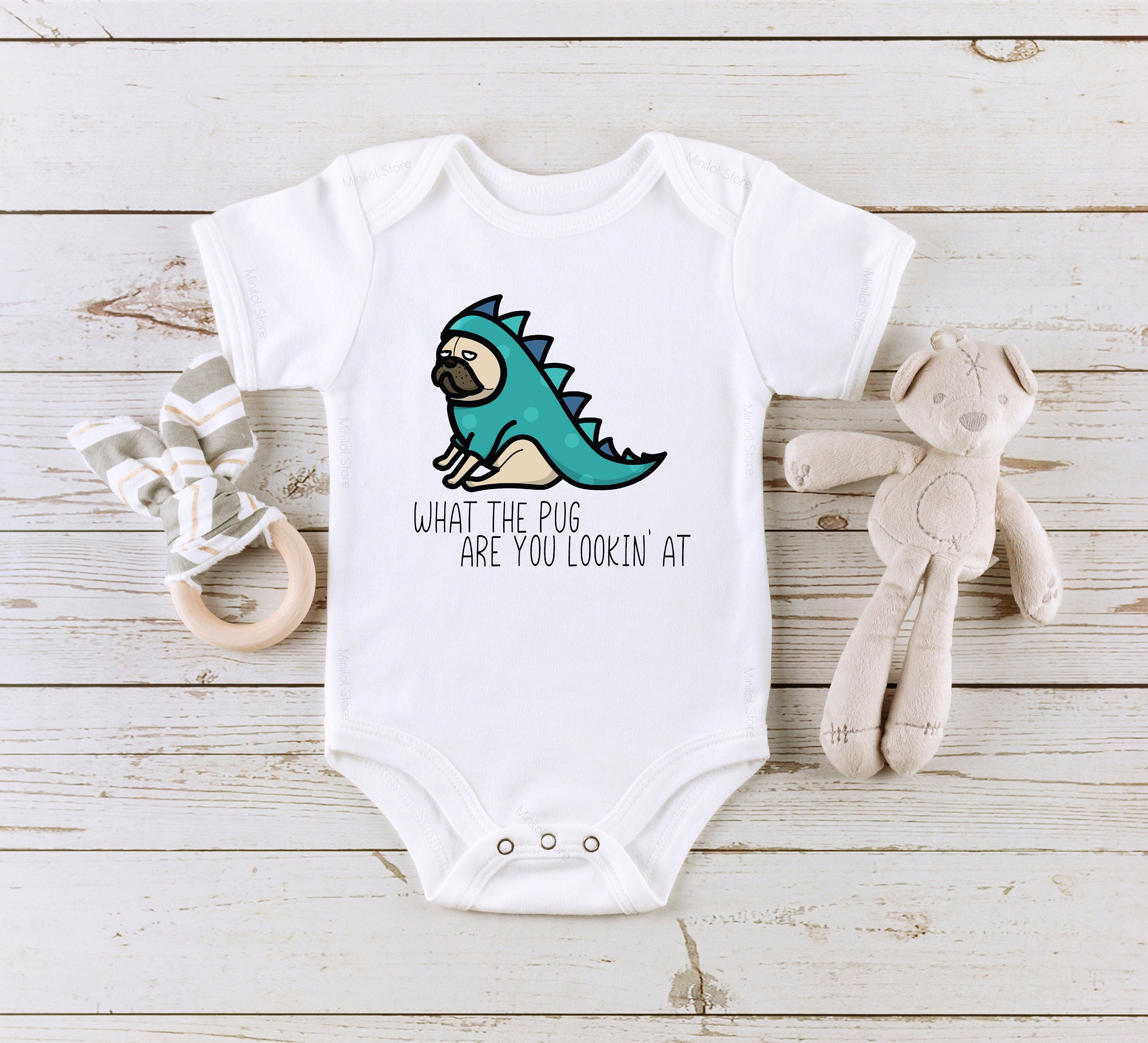 Pug Baby Onesie® Funny Baby Onesie® Hipster Baby Onesie® Cute What The Pug Are You Looking At Baby Onesie® Dog Baby Onesie®
