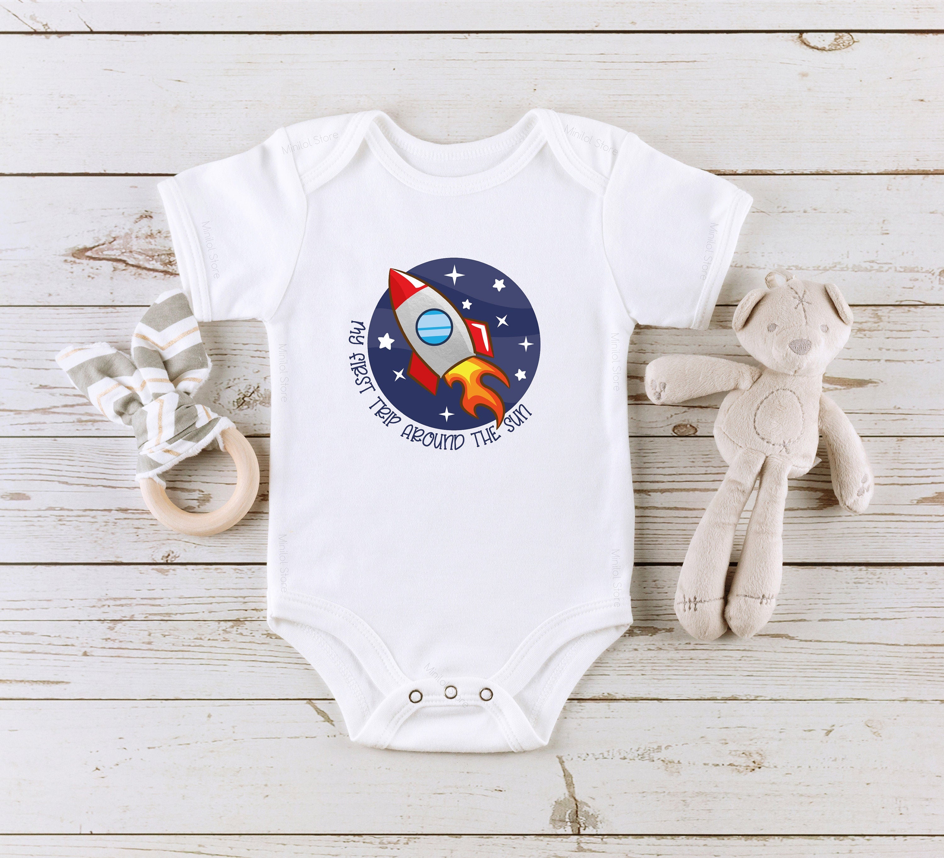First Trip Around the Sun Birthday OnesieĀ®, Rocket Ship Birthday OnesieĀ®, 1st Birthday OnesieĀ® Boy, Spaceship Birthday OnesieĀ®