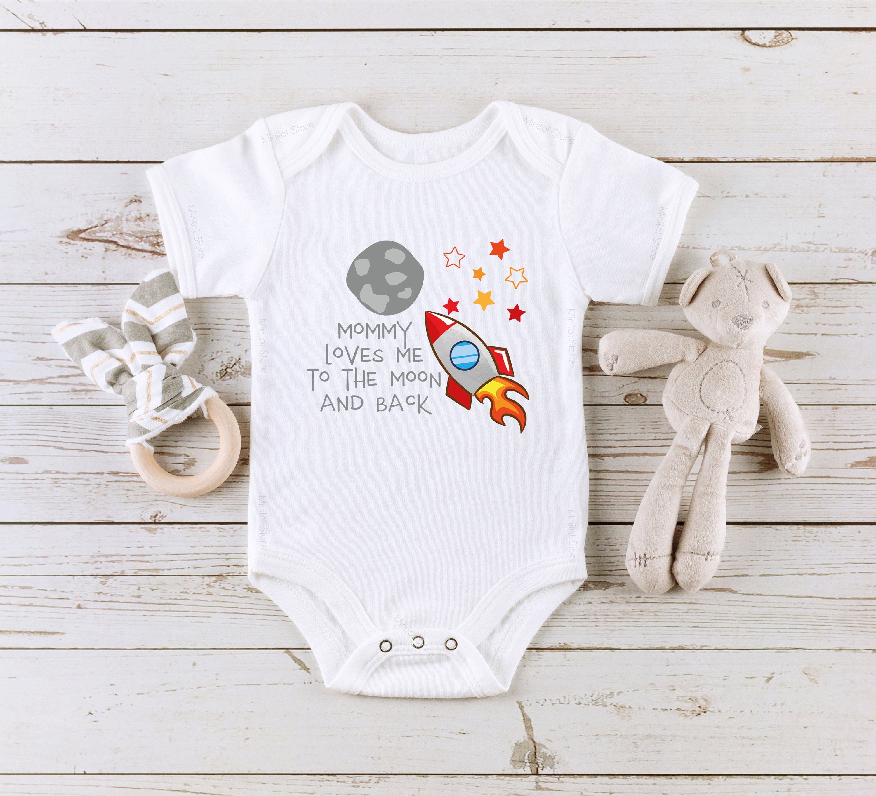 Mommy Loves Me To The Moon And Back Baby OnesieĀ®, Cute Boys Baby OnesieĀ®, Mother's Day OnesieĀ®, Mother's Day Gift