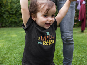 Baby toddler and youth size chart for I'll Bring the Rolls First Thanksgiving Baby Onesie®