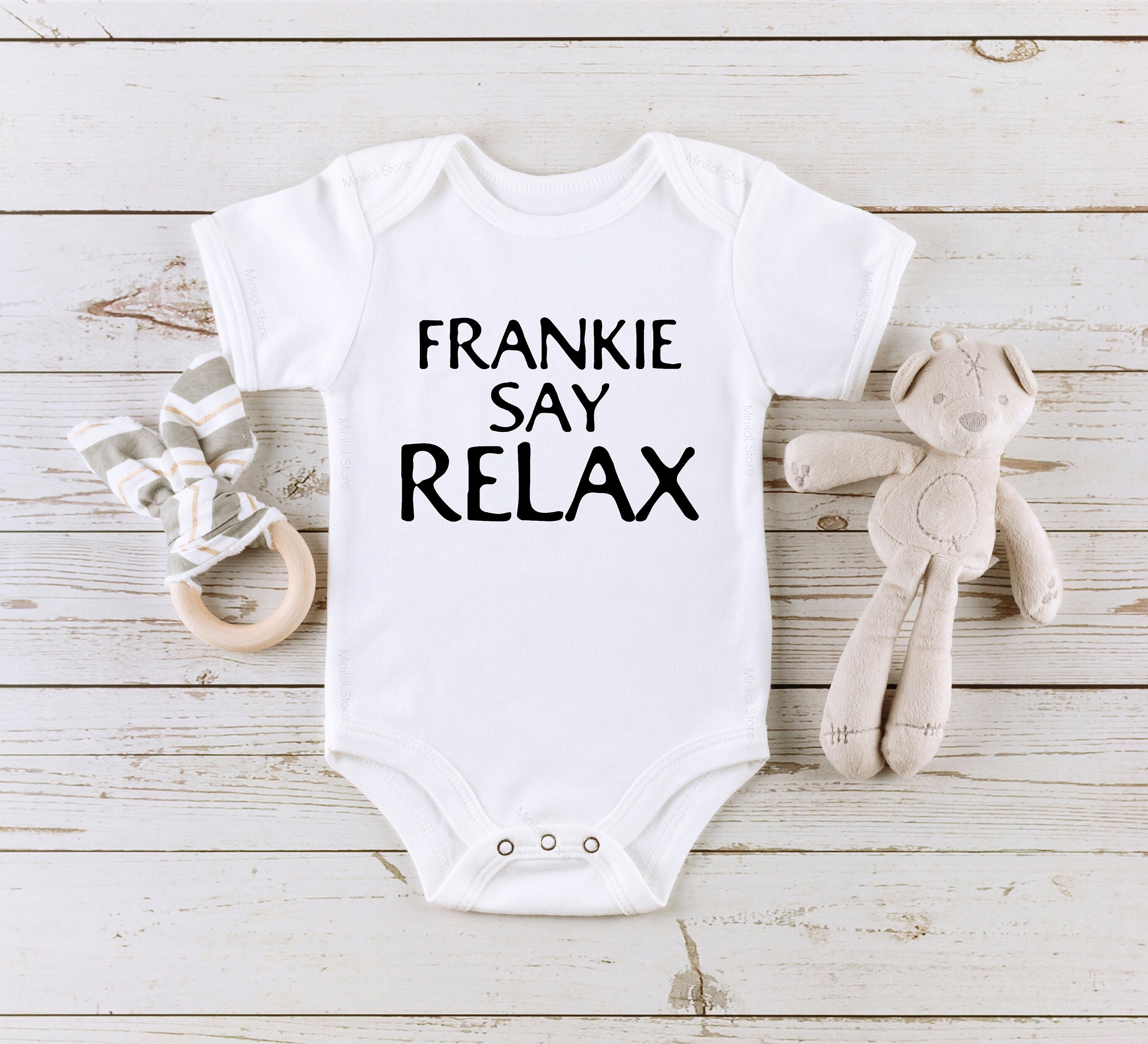 Frankie Say Relax Onesie® Baby Bodysuit, Funny Baby Onesie® Baby Boy Onesie®, Girl Onesie®