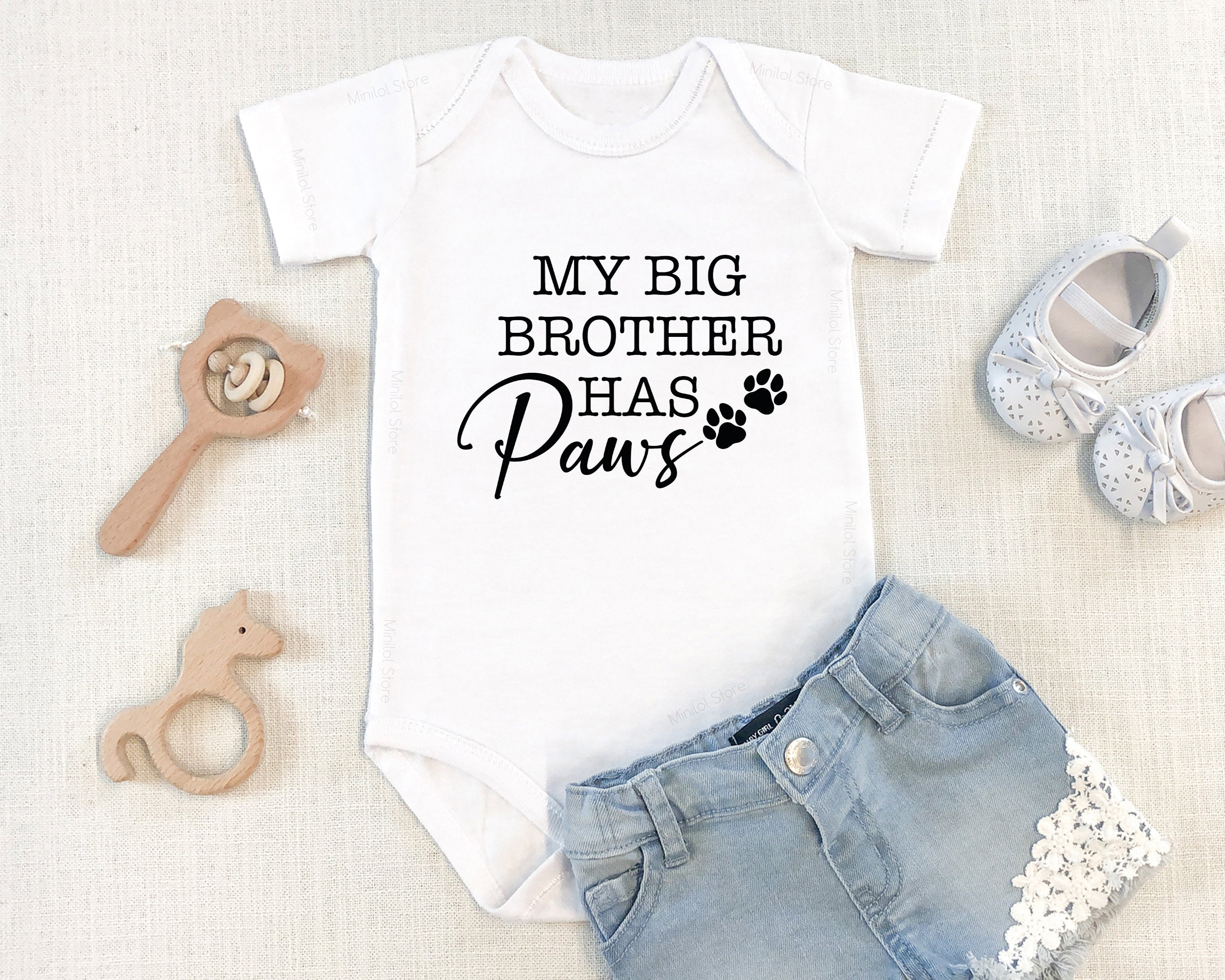 My Big Brother Has Paws , Newborn Bodysuit, Baby Badysuit, Girl Onesie®, Baby Boy Onesie®, Dog Bodysuit, Baby Shower Gift
