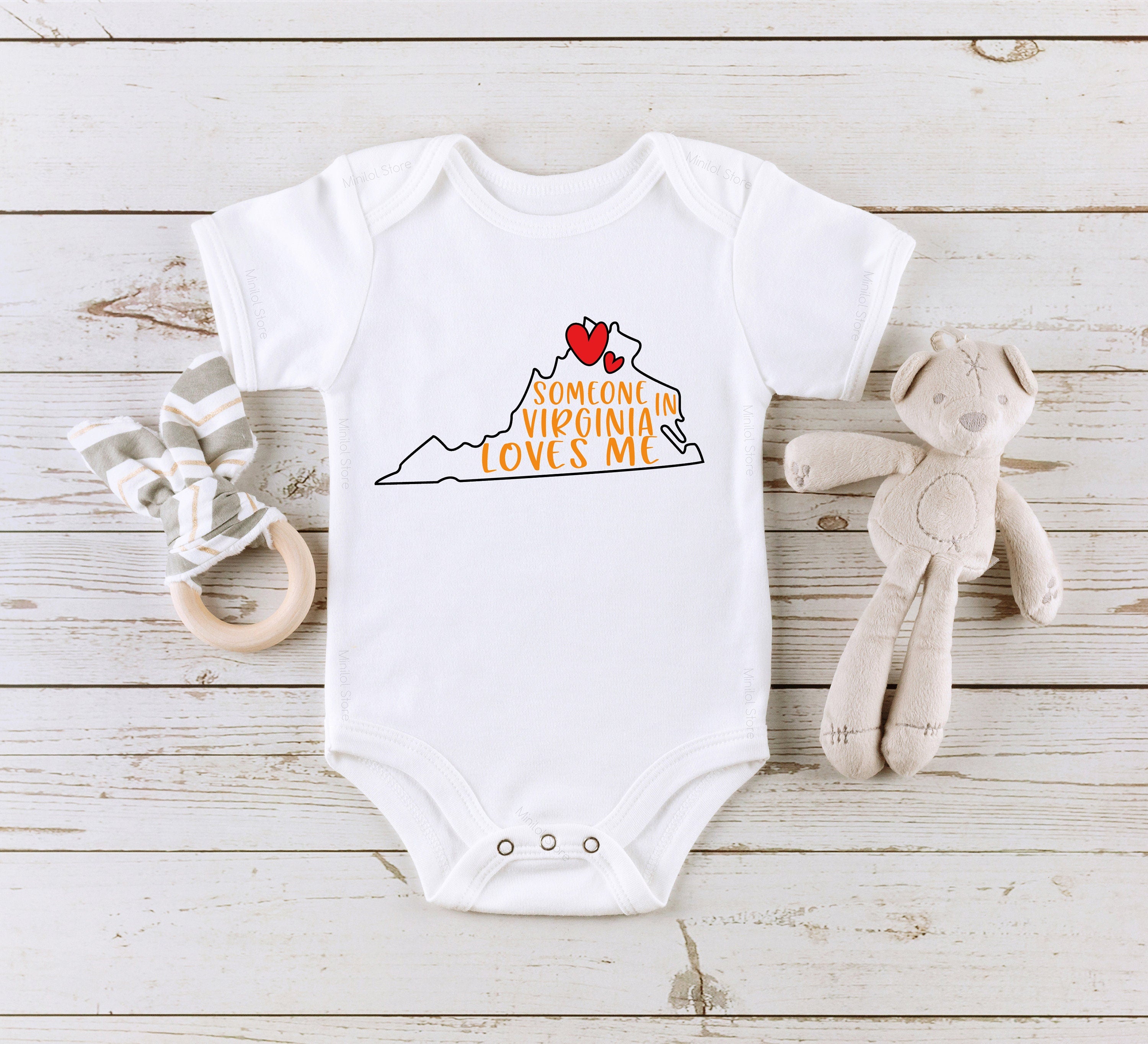 Someone In Virginia Loves Me Onesie®, Virginia Baby Onesie®, Loved Baby Onesie®, Virginia Themed Onesie®, State Baby Onesie®