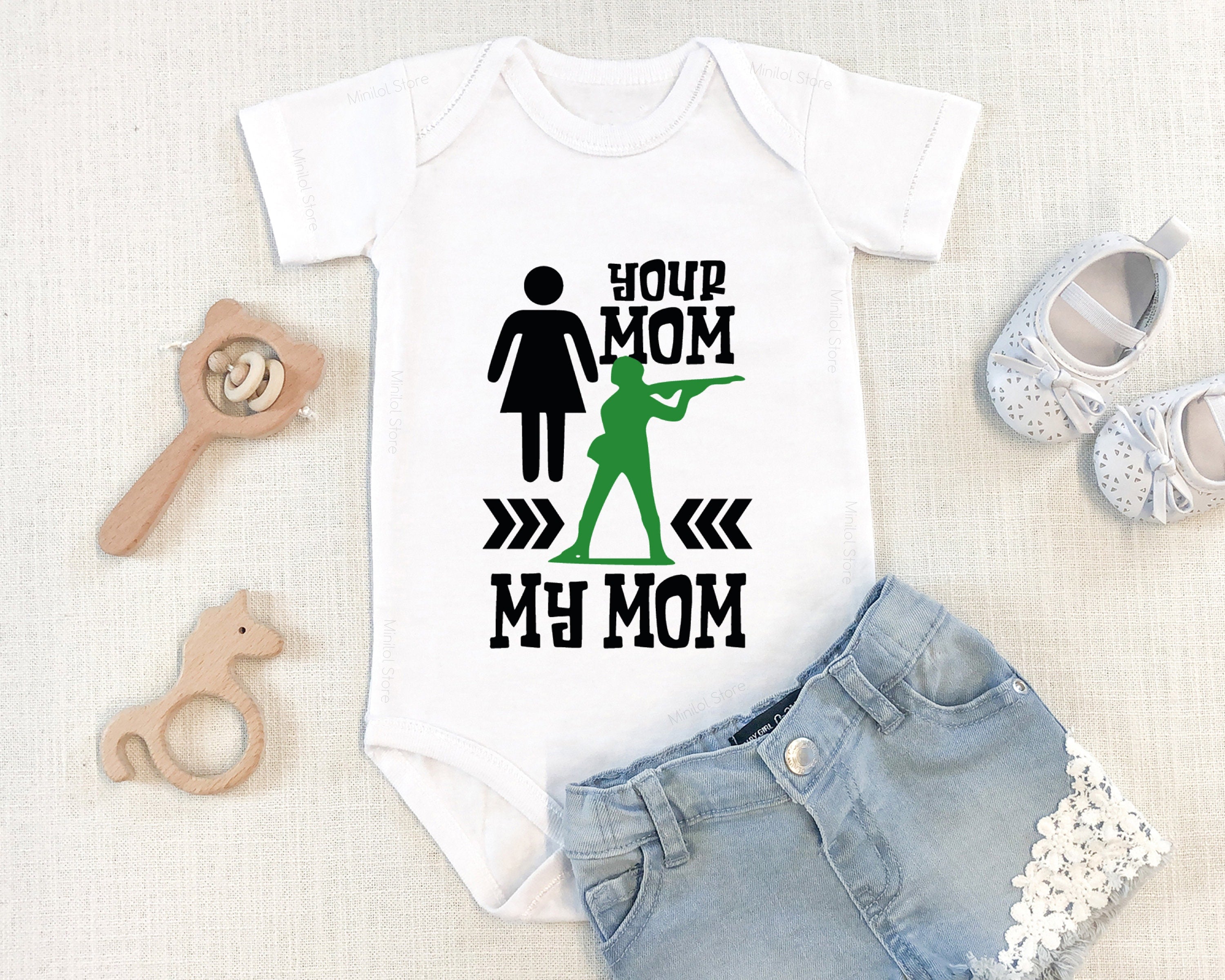 Mom Military Onesie® Your Mom, My Mom Onesie® Cute Army Mom Baby Onesie® Memorial Day Onesie®