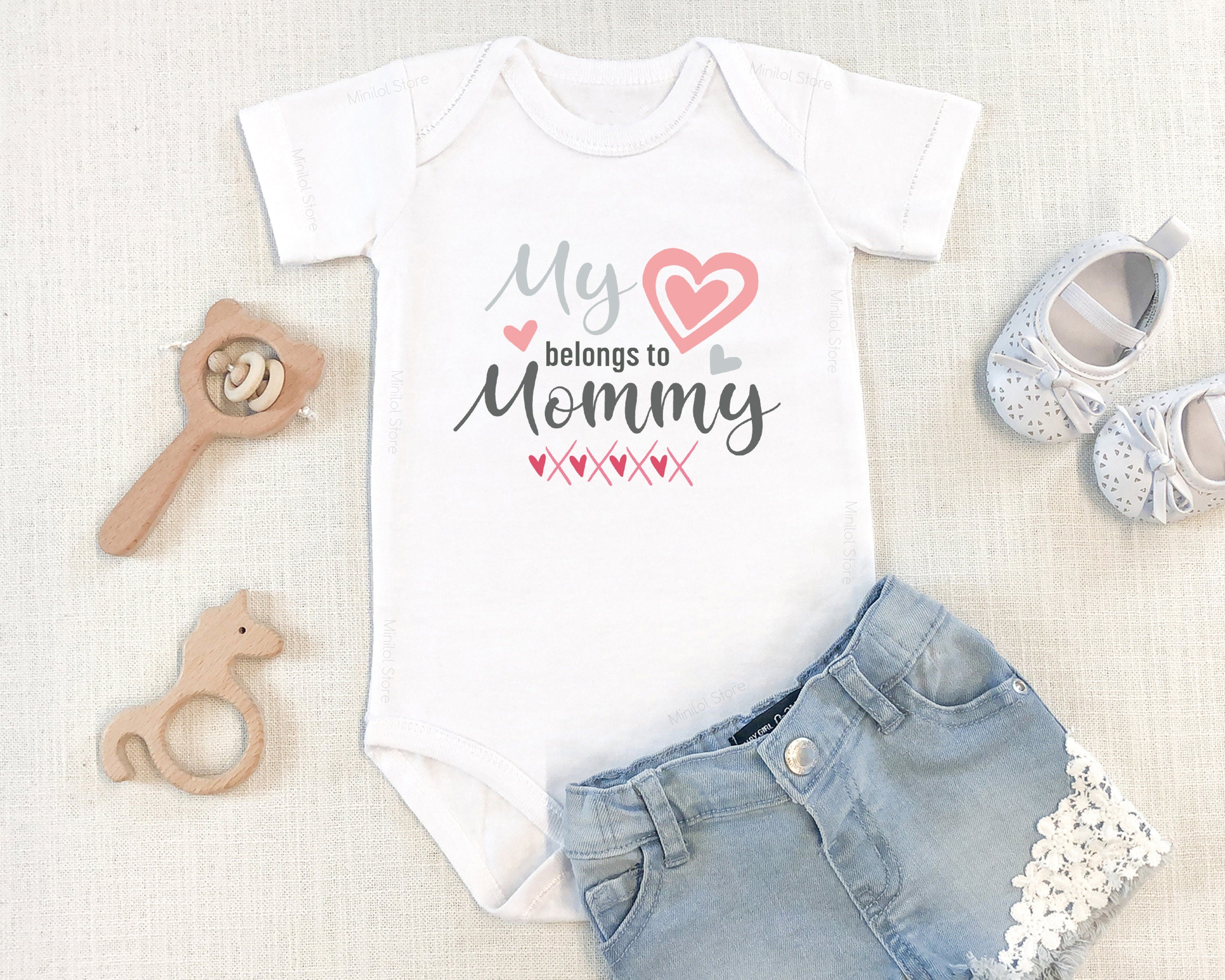 My Heart Belongs To Mommy Baby Onesie®, Girl Mother's Day Onesie® Cute Girls Bodysuit, I Love My Mommy Onesie®