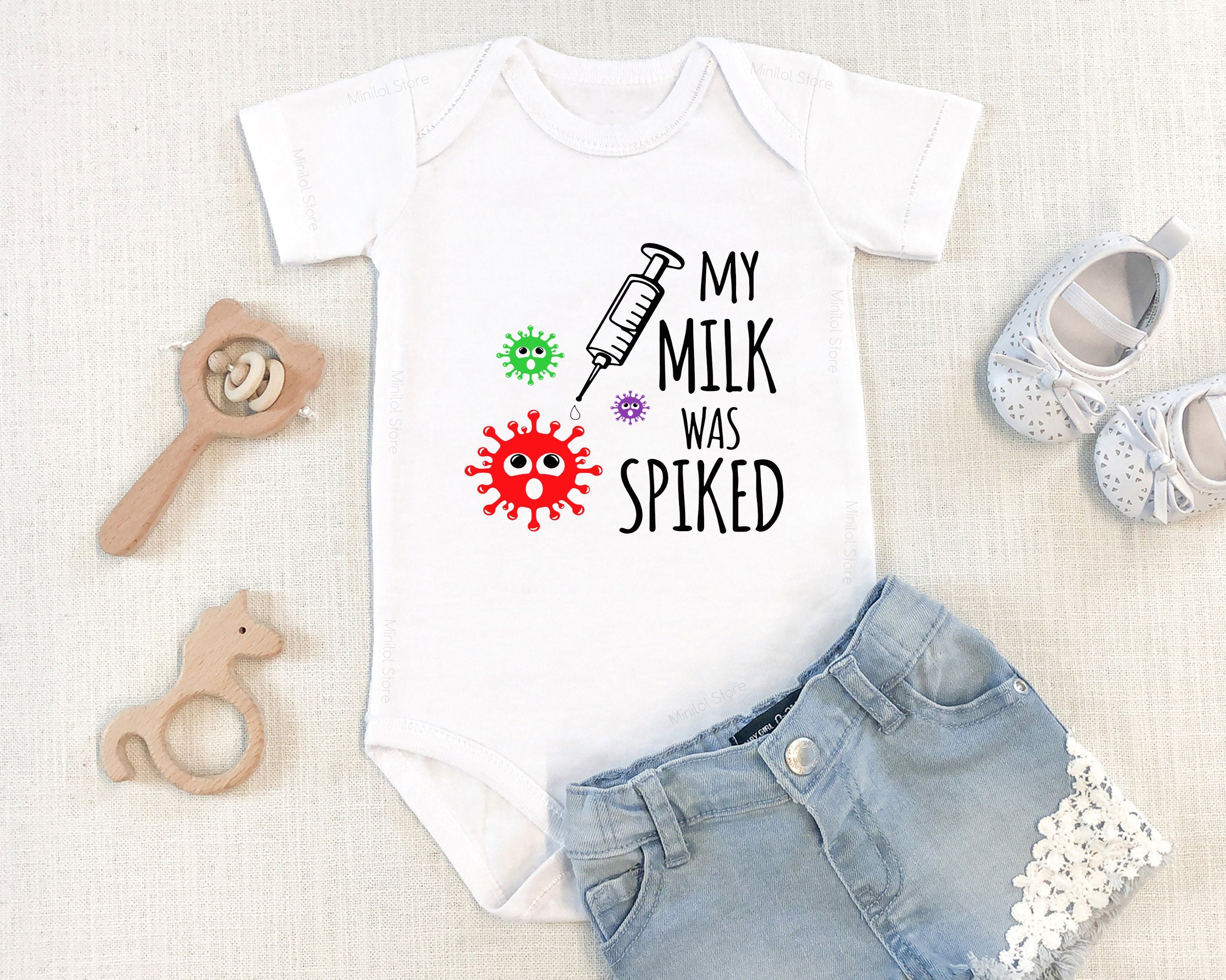 My Milk Was Spiked Onesie®, Breastfed Baby Onesie®, Vaccine Onesie®