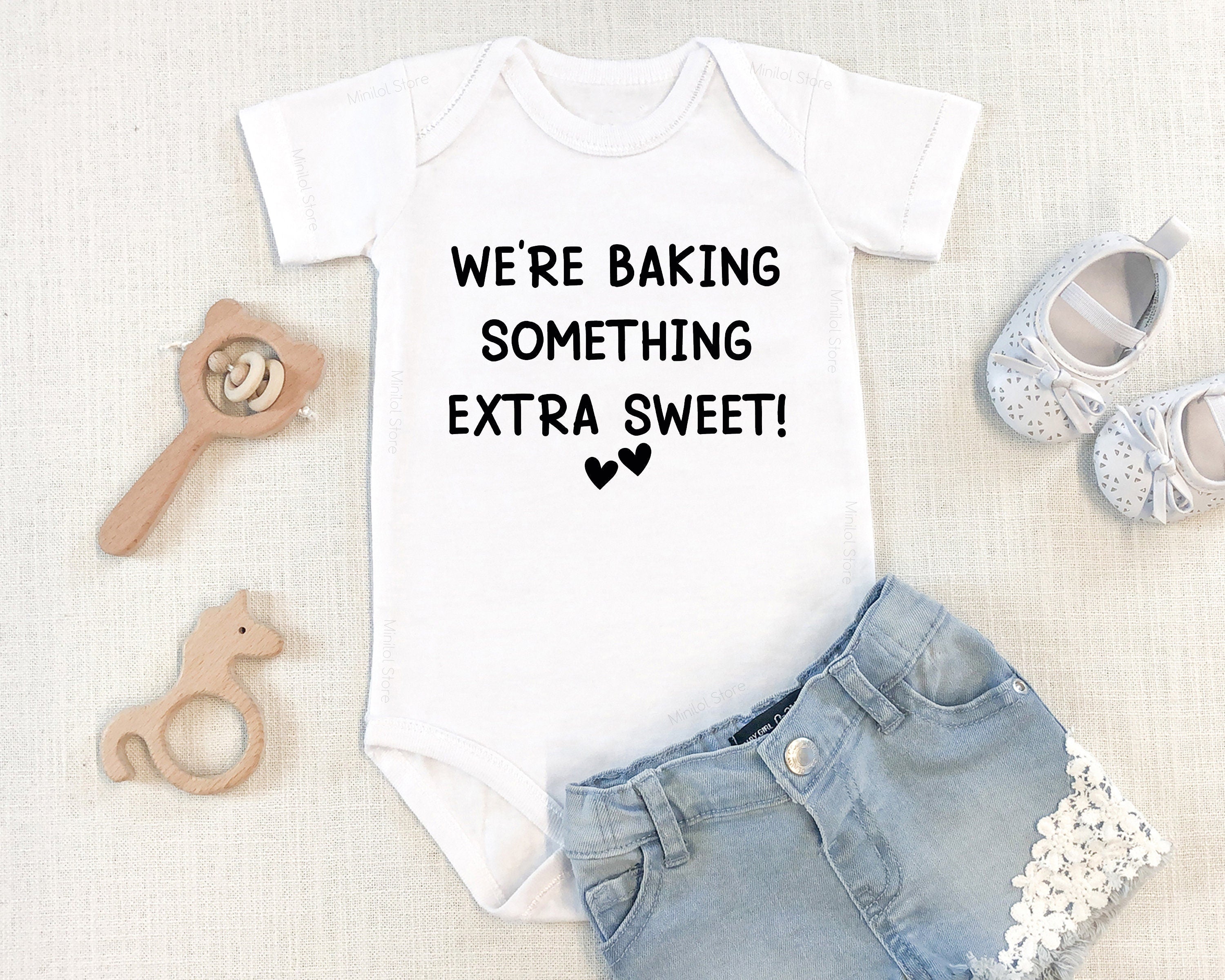 Bun In The Oven Pregnancy Announcement Onesie® Baking Baby Announcement, Funny Announcement Onesie®