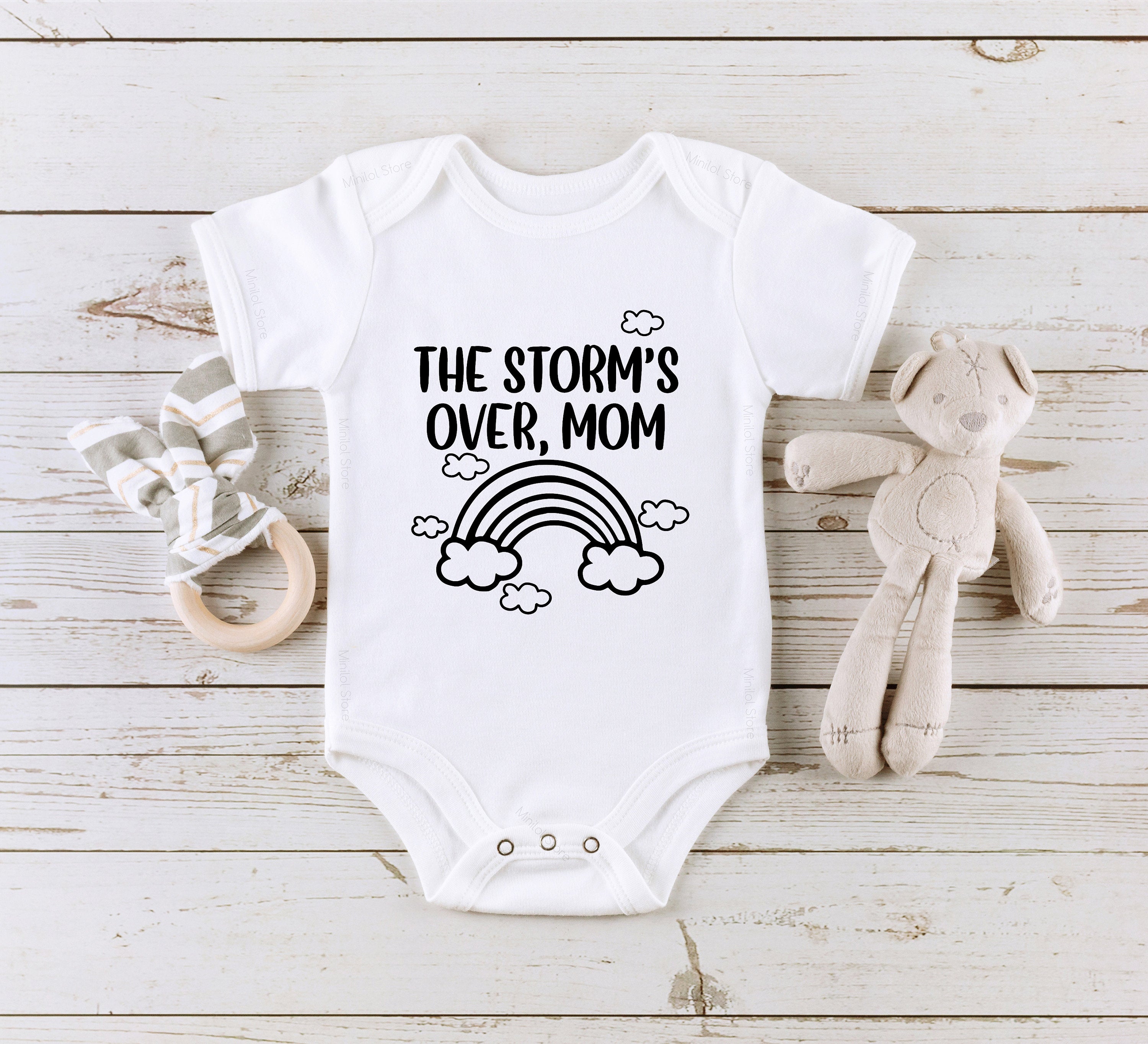 The Storm's Over Mom Onesie®, Mom Rainbow Baby Bodysuit, Funny Mom Onesie®, Newborn Onesie®, New Mom Gift