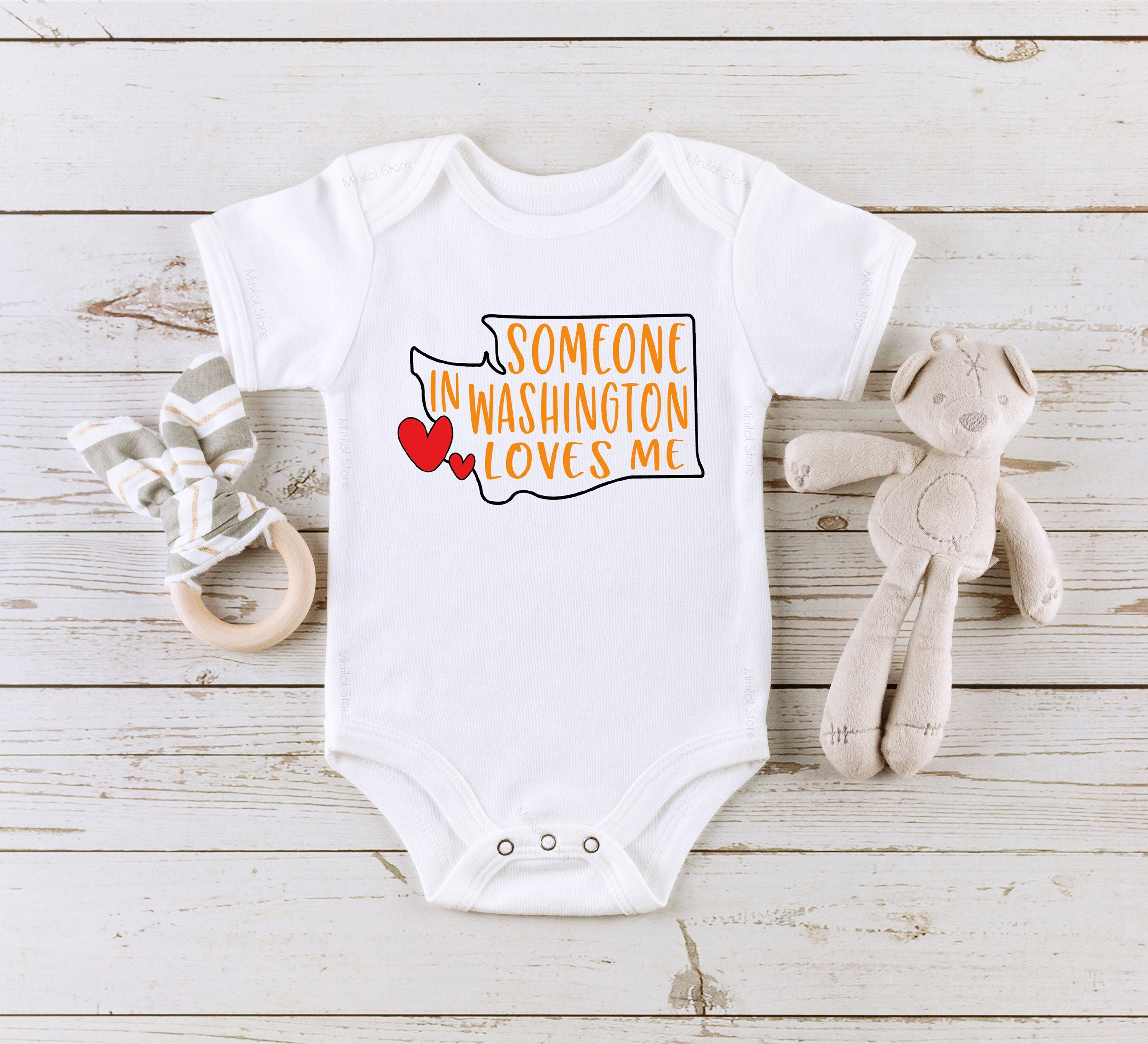 Someone In Washington Loves Me Onesie®, Washington Baby Onesie®, Loved Baby Onesie®, Washington Onesie®, State Baby Onesie®