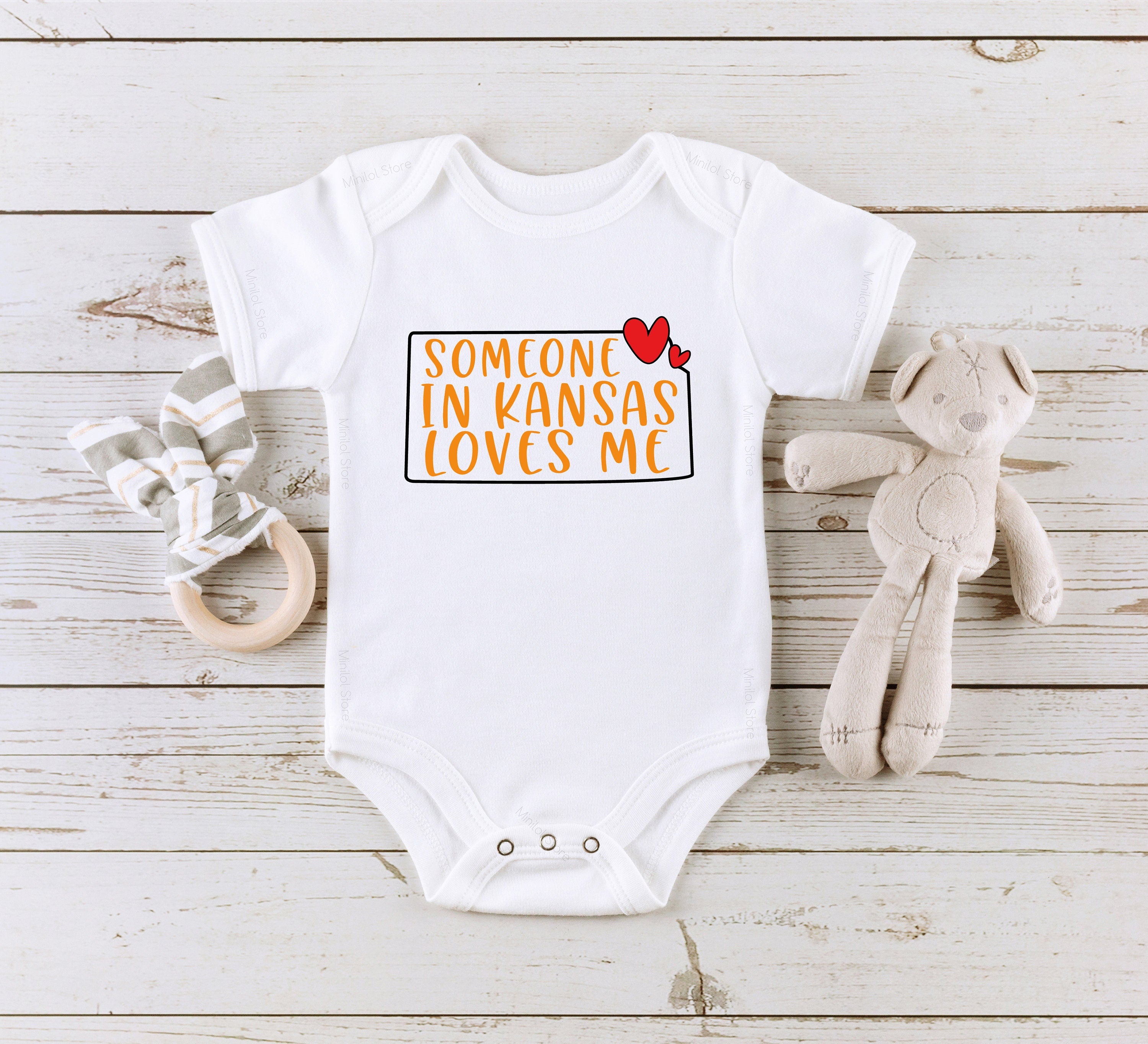 Someone In Kansas Loves Me Onesie®, Kansas Baby Onesie®, Loved Baby Onesie®, Kansas Themed Onesie®, State Baby Onesie®