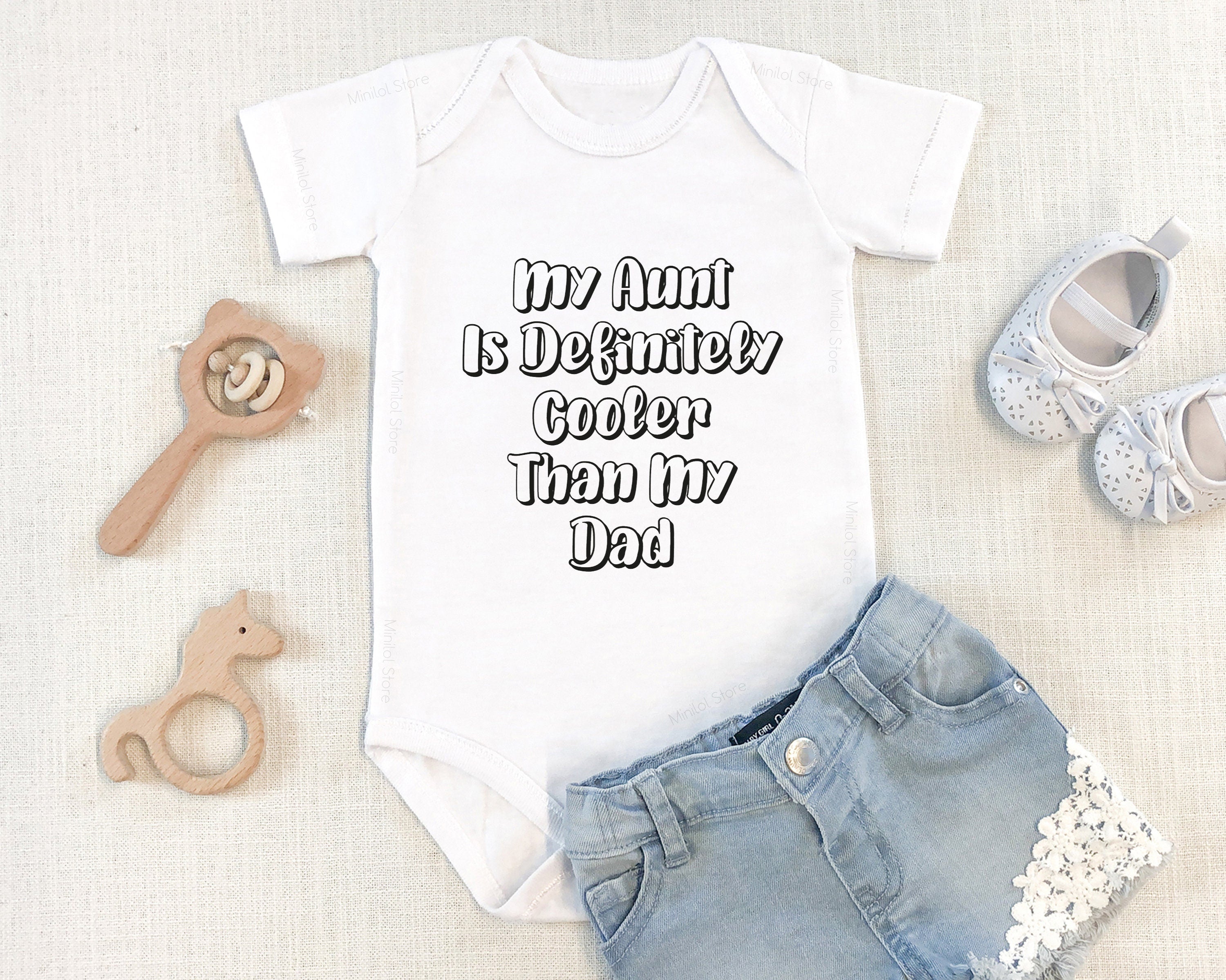 My Aunt Is Definitely Cooler Than My Dad Baby Onesie®, Funny Baby Bodysuit, Funny Aunt Onesie®, Baby Shower Gift