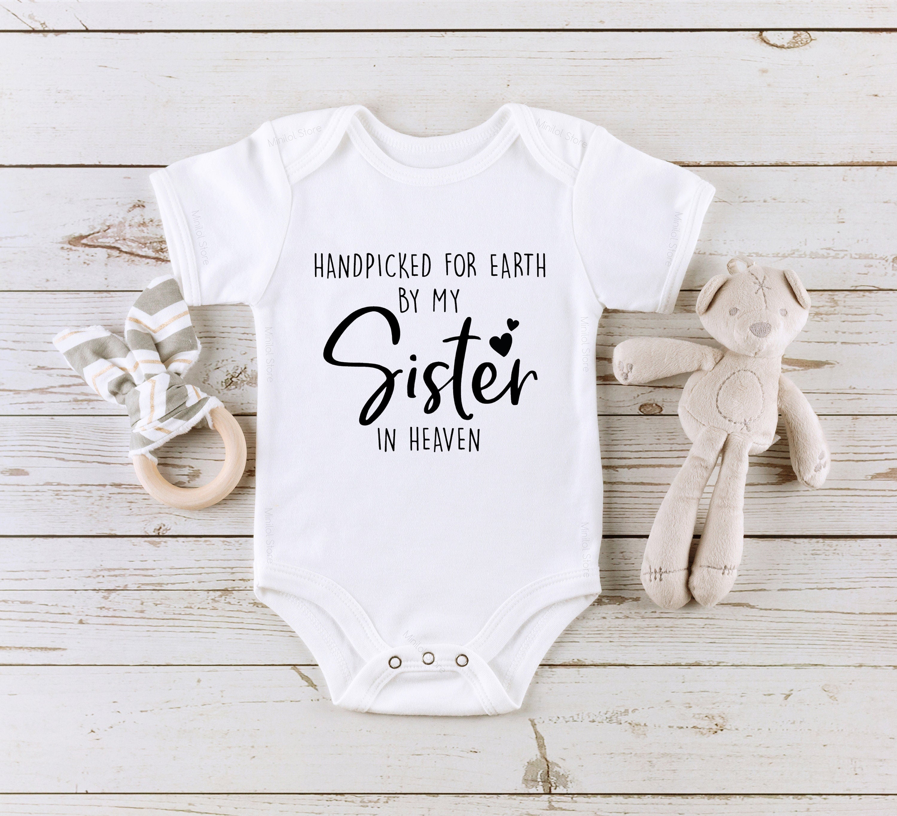 Sister In Heaven Onesie® Handpicked For Earth Baby Onesie® Handpicked By My Sister Onesie® Baby Shower Gift