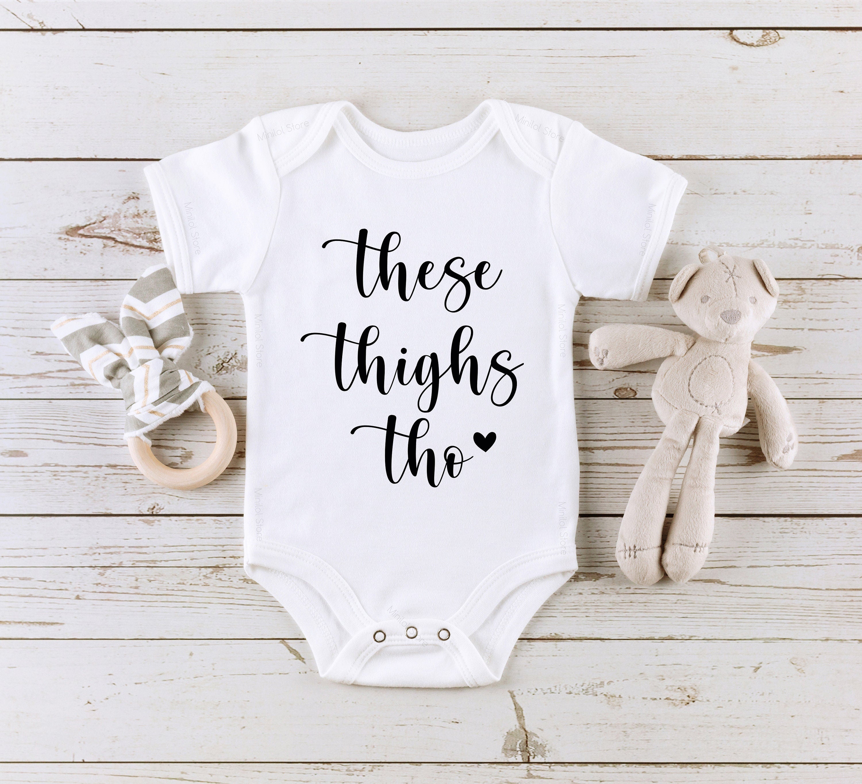 These Thighs Tho Baby Onesie® Funny Chubby Baby Onesie® Cute Hipster Baby Onesie® Unisex Baby Gift, Baby Shower Gift