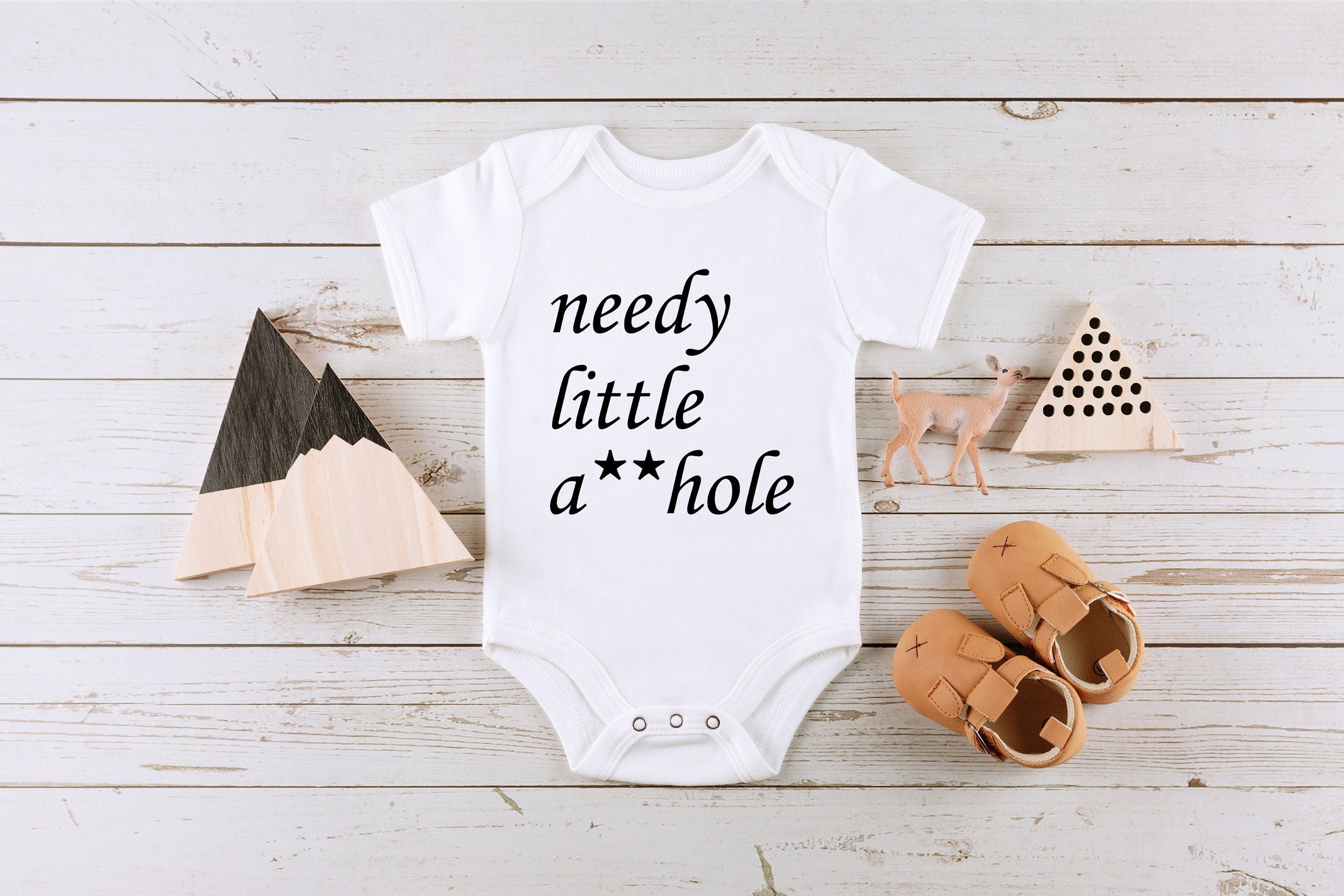 Funny Baby Onesie® Needy Little Asshole Onesie® Cute Hipster Baby Onesie®