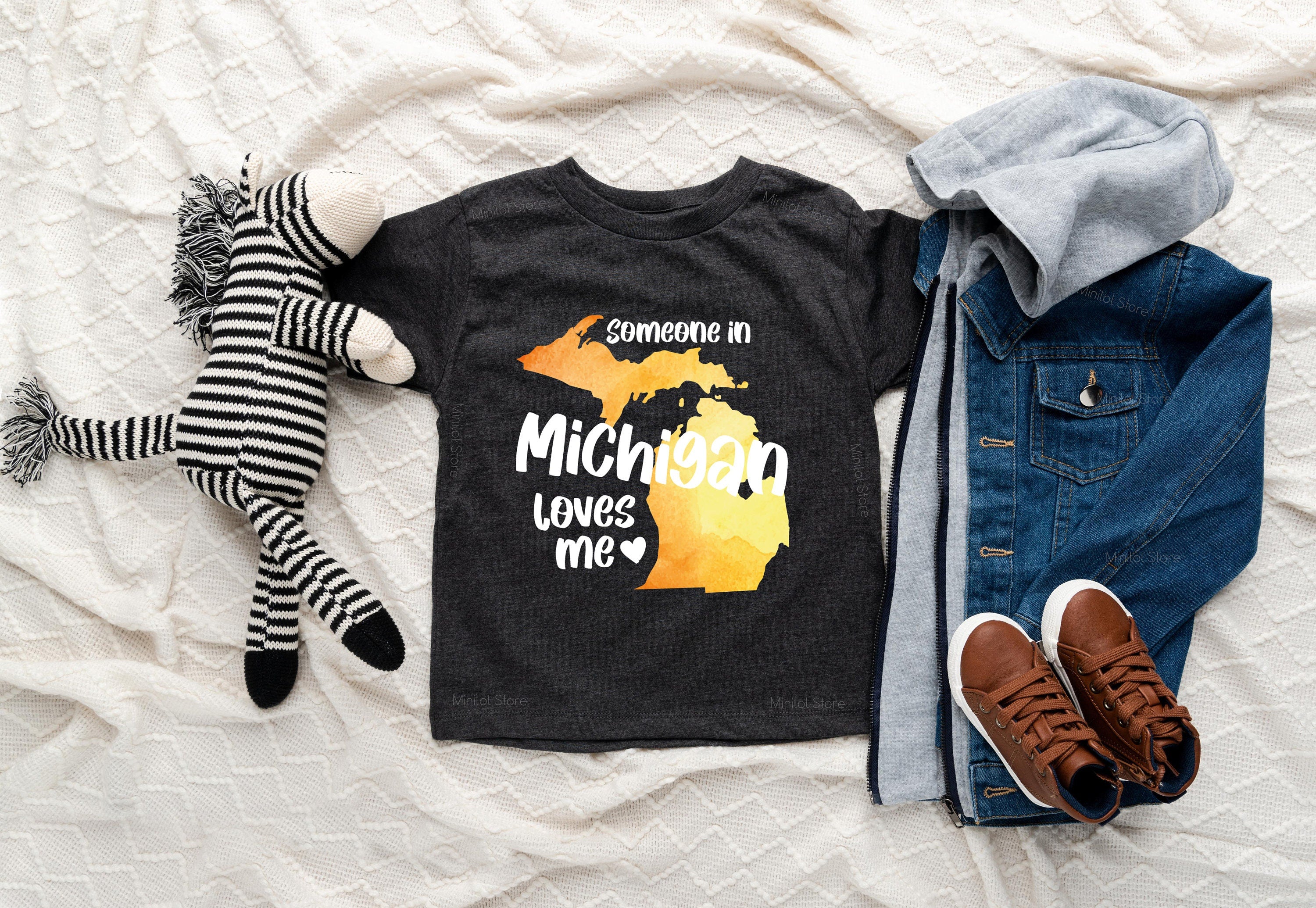 Someone In Michigan Loves Me Shirt, Michigan Shirt, Toddler Boy Shirt, Toddler Girl Shirt, Unique Kids Gift