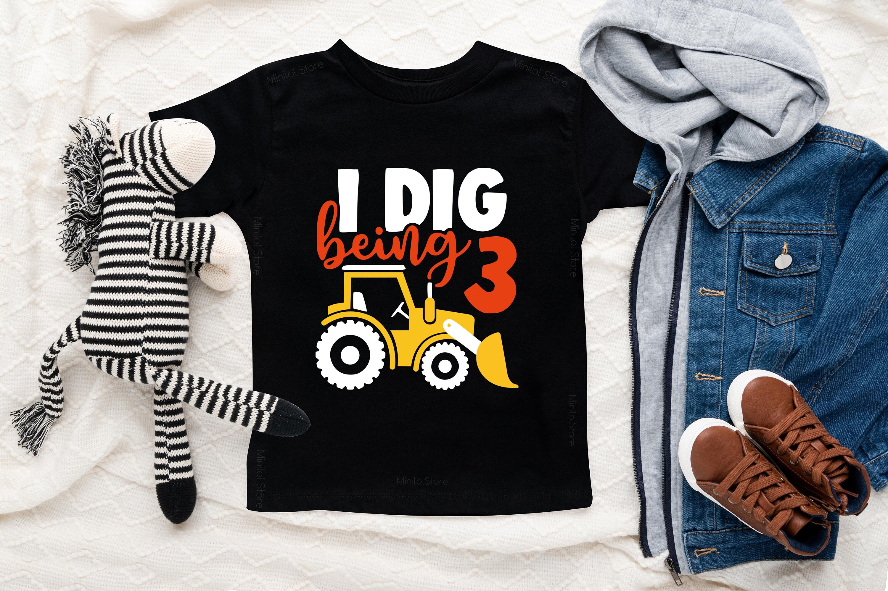 I Dig Being 3 Shirt, Construction Birthday Shirt, 3 Year Old, 3rd Birthday Shirt, Construction Party Tee