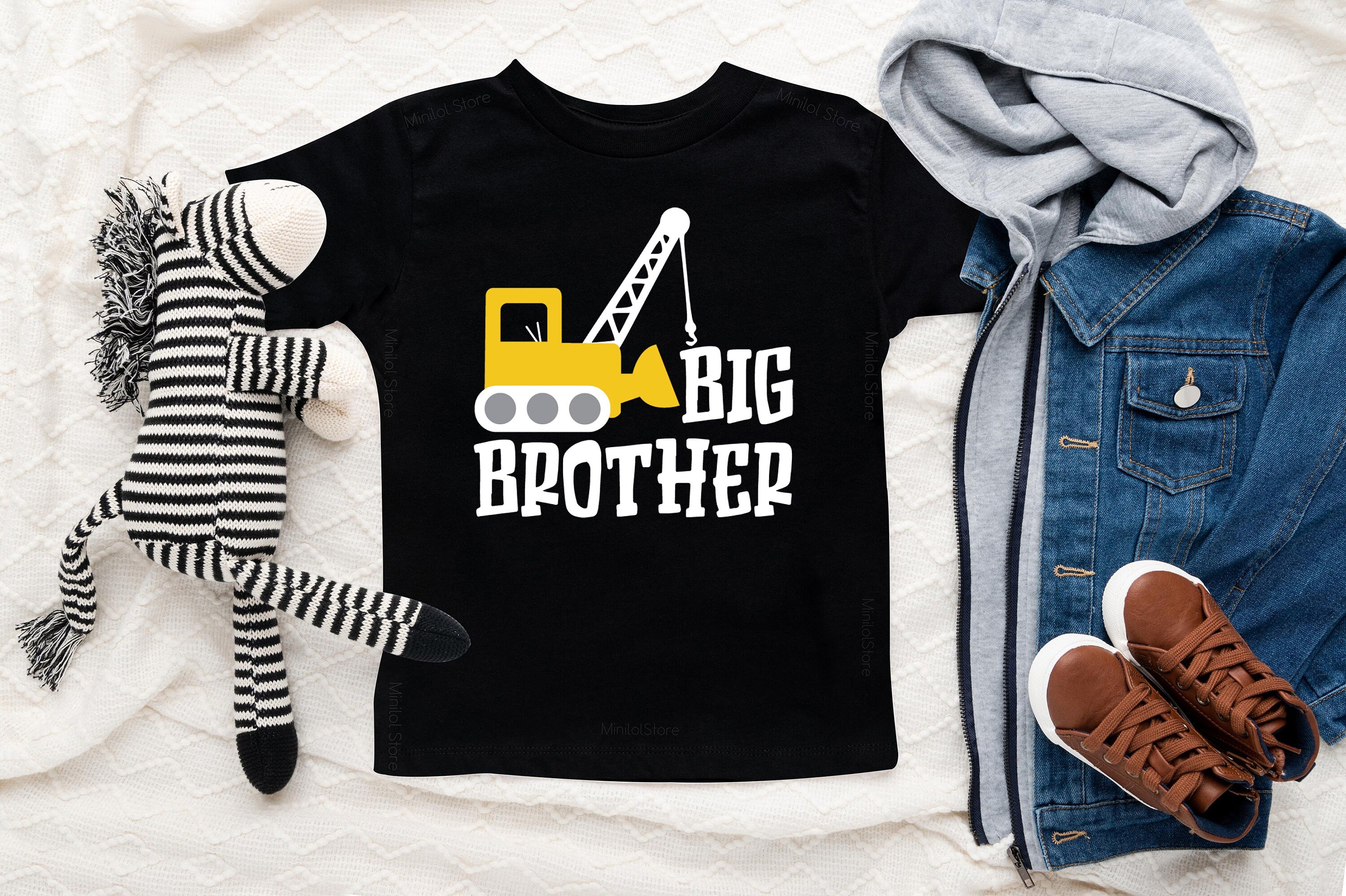 Big Brother Kids Tshirt, Big Brother Raglan, Brother Baseball Tee, Construction Brother Shirt, Brotherhood Announcement
