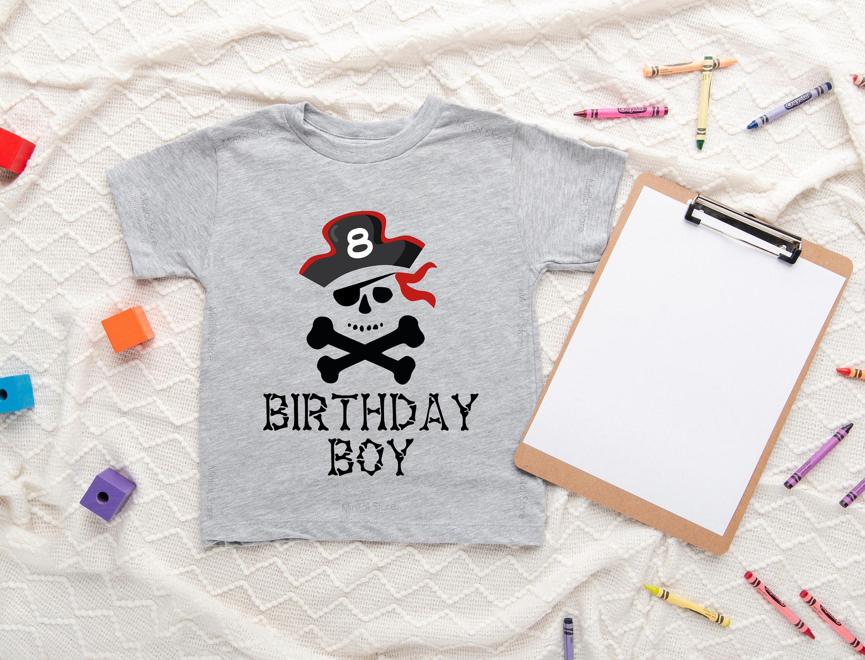 Pirate Birthday Boy Shirt, 8th Birthday Shirt, Eighth Pirate Birthday Boy Shirt, Cute Pirate Birthday Party Shirt, Pirate Birthday Party