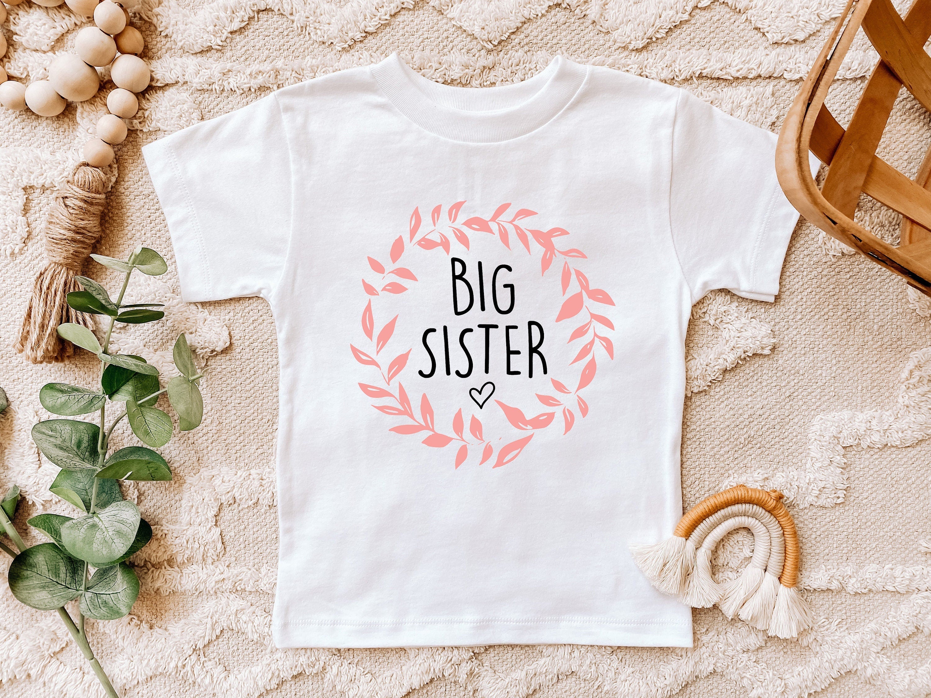 Big Sister Floral Wreath Shirt, Big Sister Toddler Shirt, Sister Kids Gift, Floral Girl Shirts