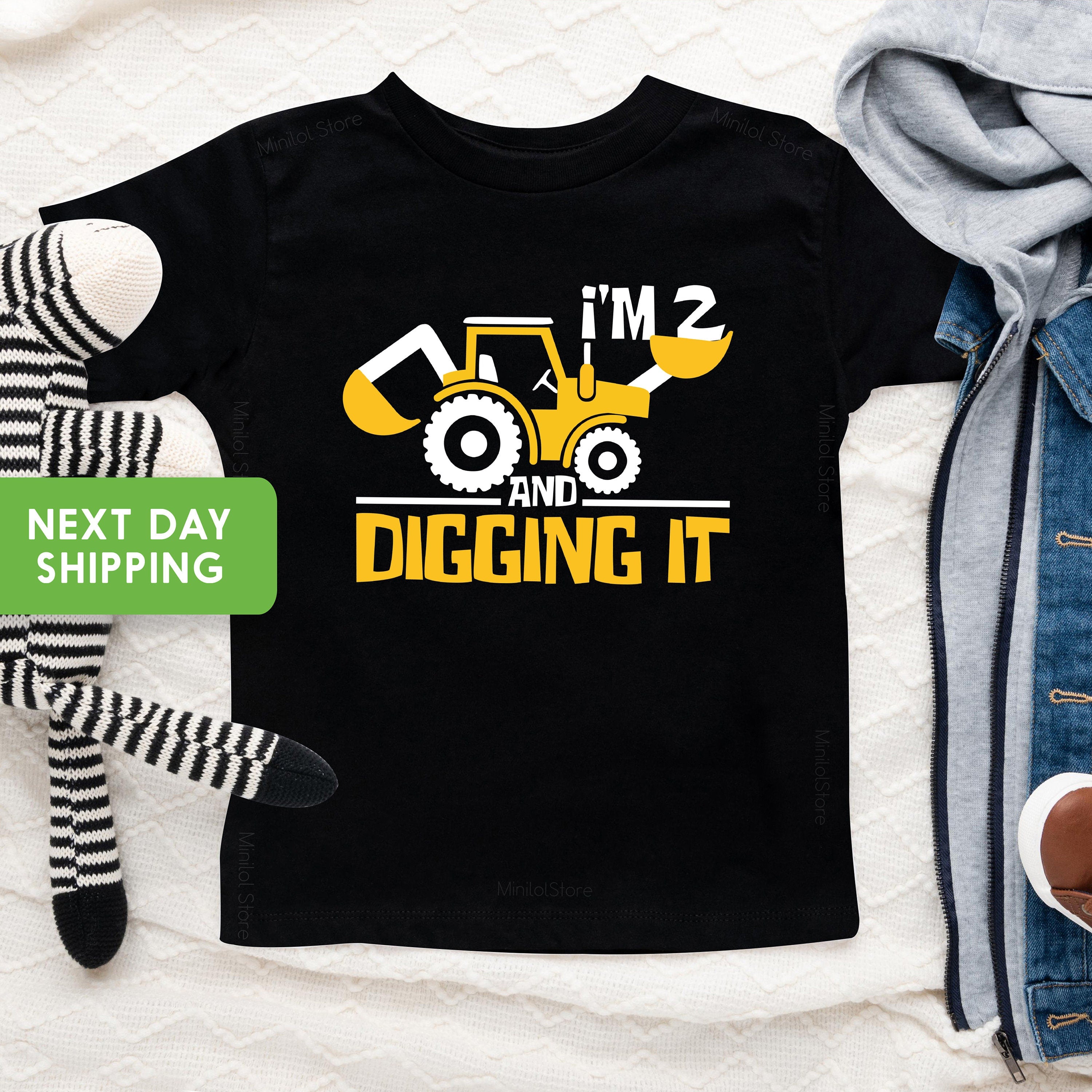 I'm 2 And Digging It, Construction Birthday Shirt, 2 Year Old Birthday Shirt, 2nd Birthday Shirt, Two Year Old Construction Party