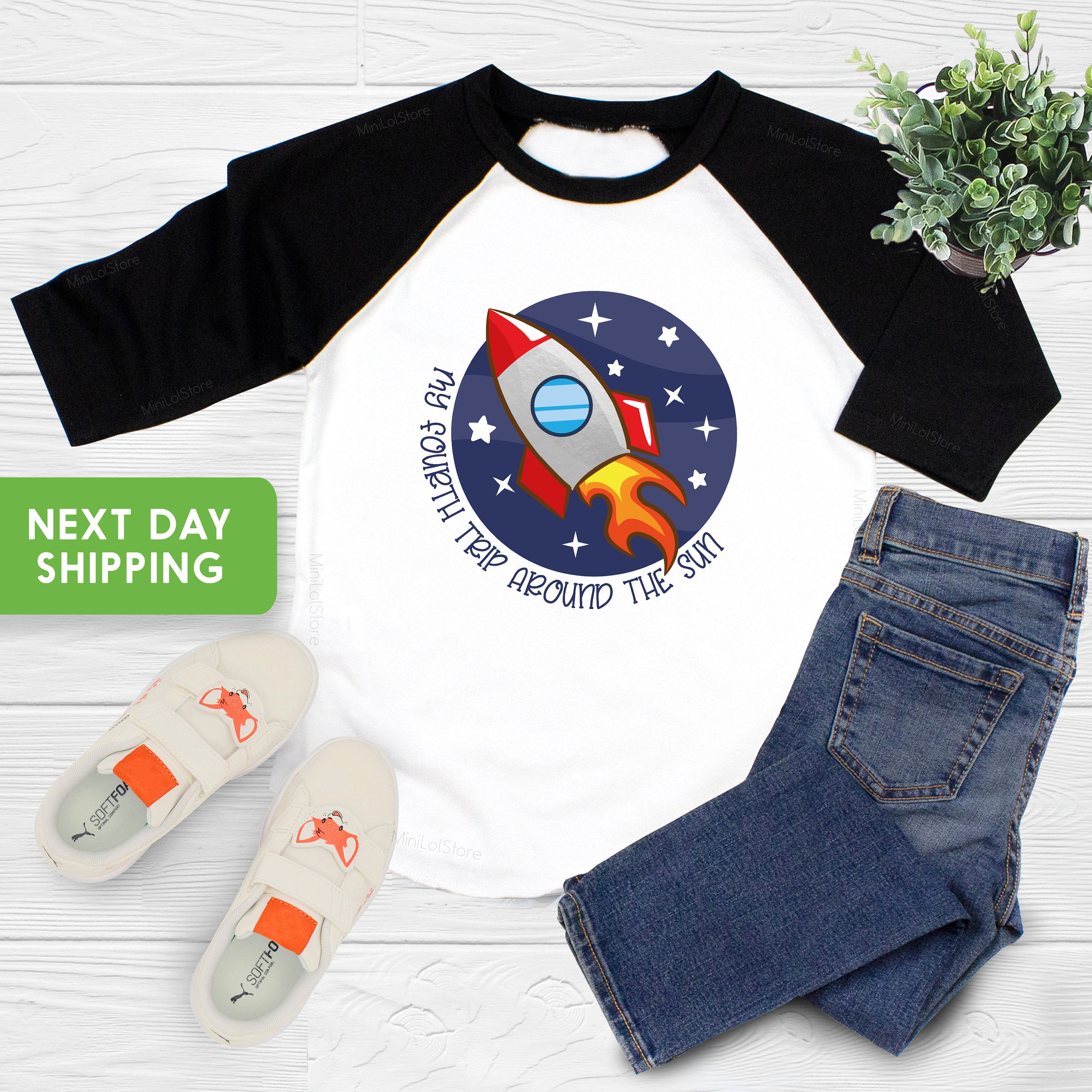 Fourth Trip Around The Sun Birthday, Rocket Ship Birthday Shirt, 4th Birthday Shirt Boy, Spaceship Birthday Party, Kids Boy Fourth Birthday