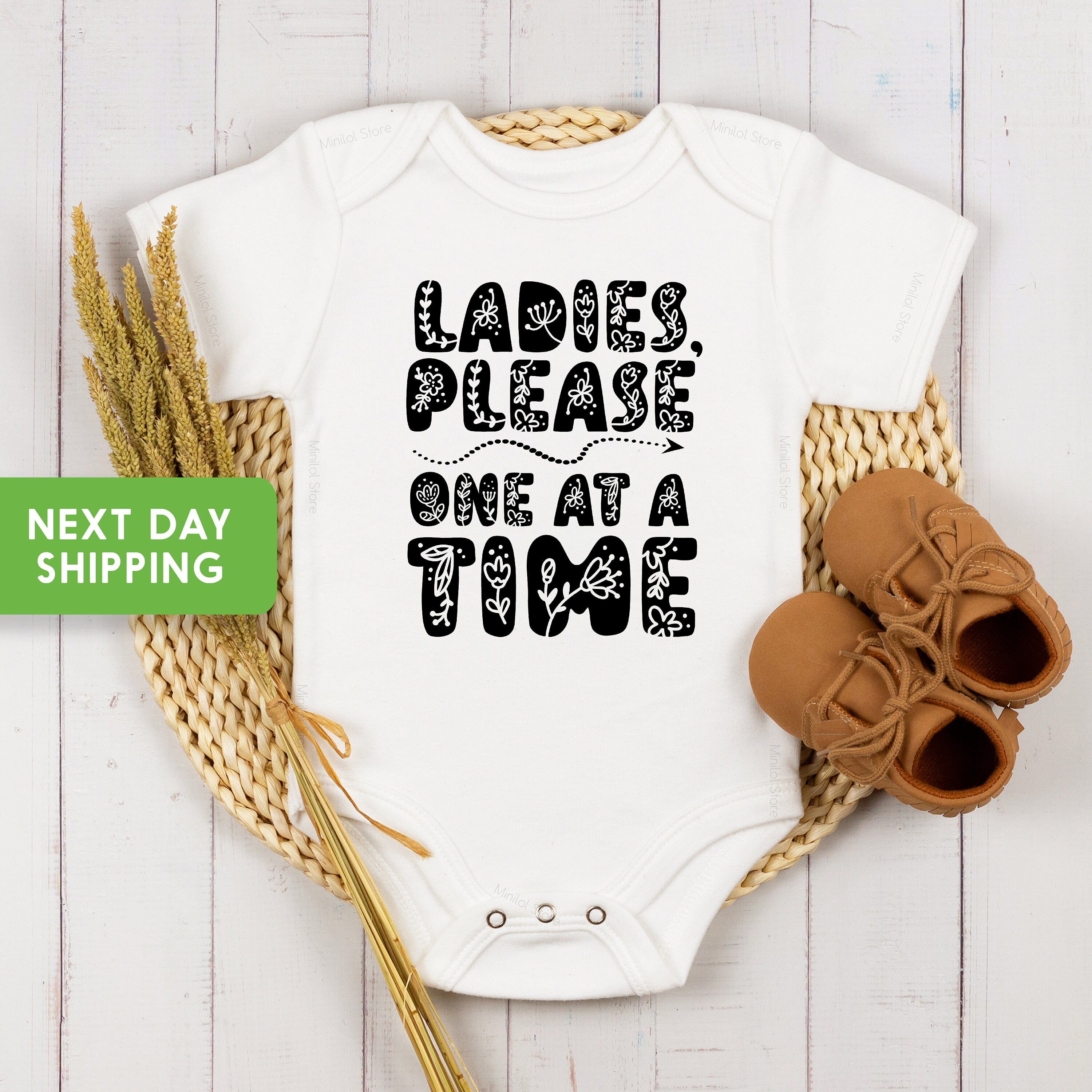 Ladies, Please One At A Time Baby Onesie®, Funny Onesie®, Baby Shower, Baby Boy, Newborn, Unique Gift, Baby Clothing, Toddler Shirt