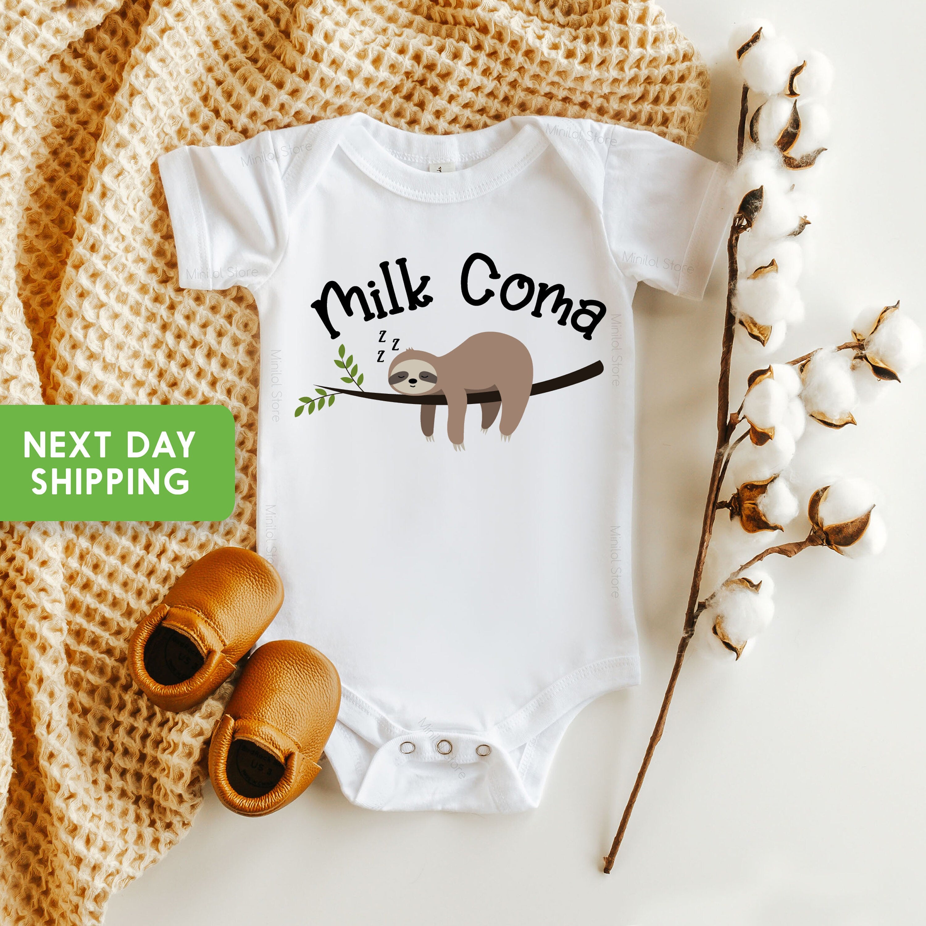 Sloth Baby Onesie® "Milk Coma" Baby Onesie®, Funny Baby Onesie®, Cute Baby Onesie®, Hipster Baby Onesie®