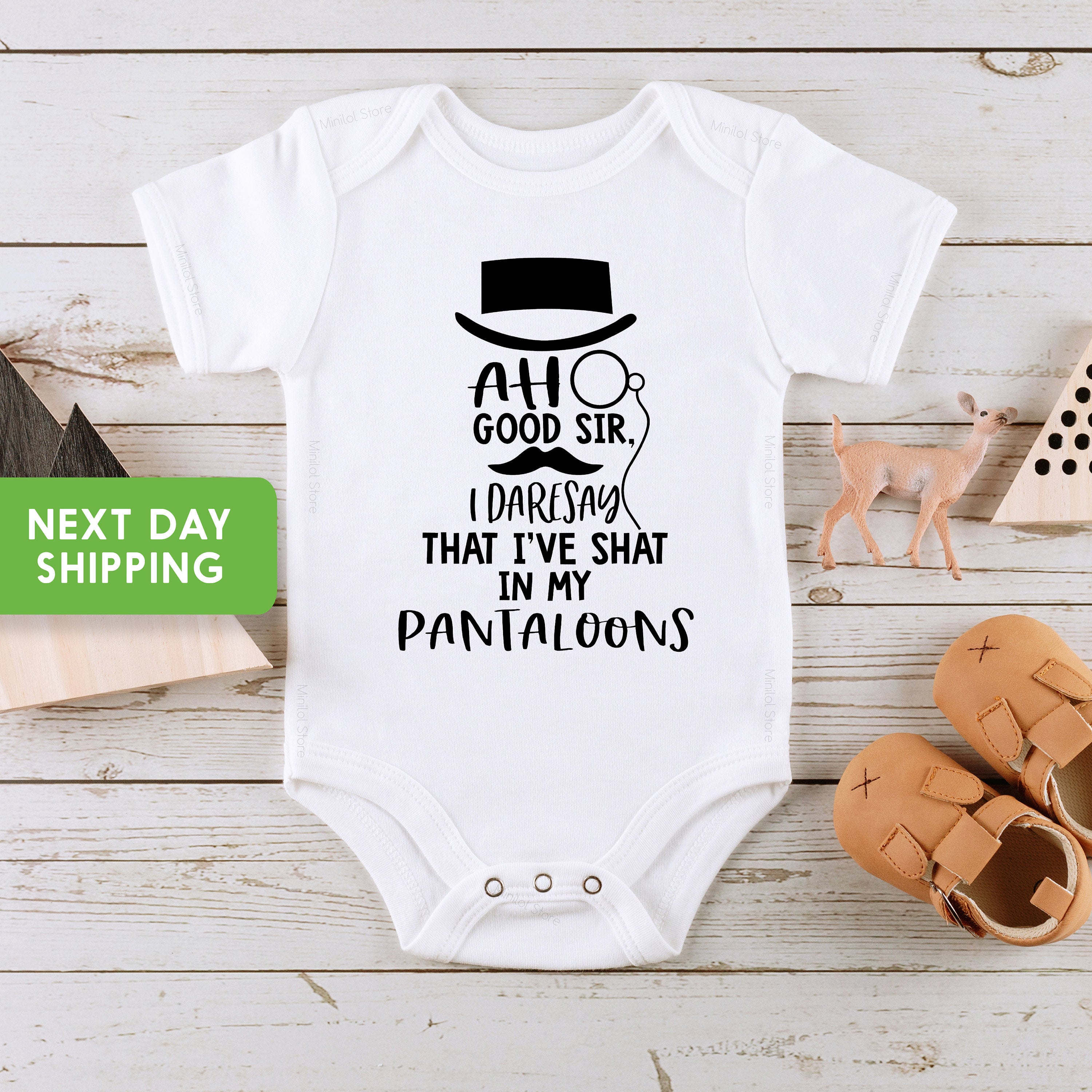 Pantaloons OnesieĀ® Ah Good Sir I Do Believe I've Shat In My Pantaloons!, Cute Baby OnesieĀ®