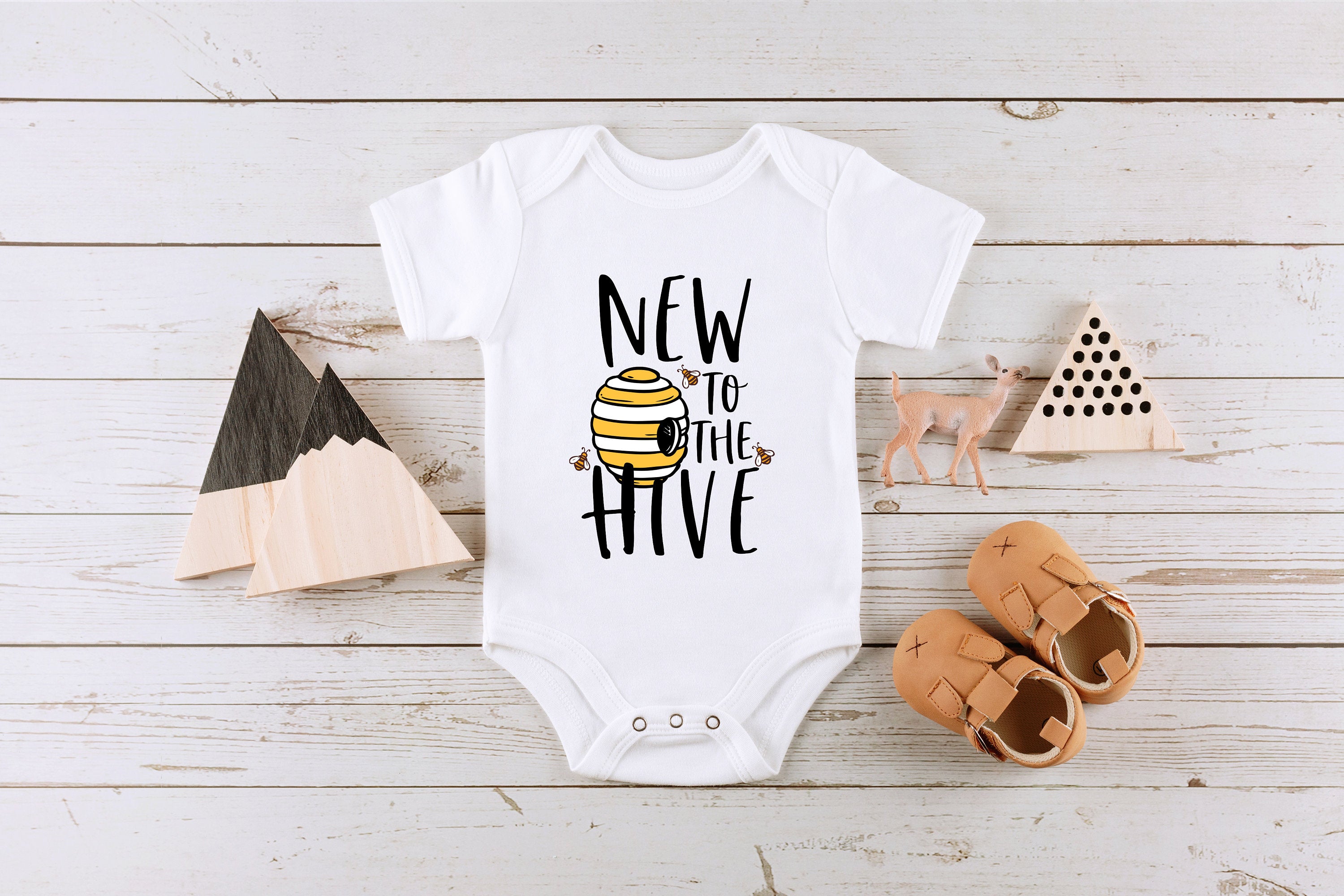 Bee Onesie® New To The Hive Onesie® Cute Bumble Bee Onesie® New Baby Badysuit,