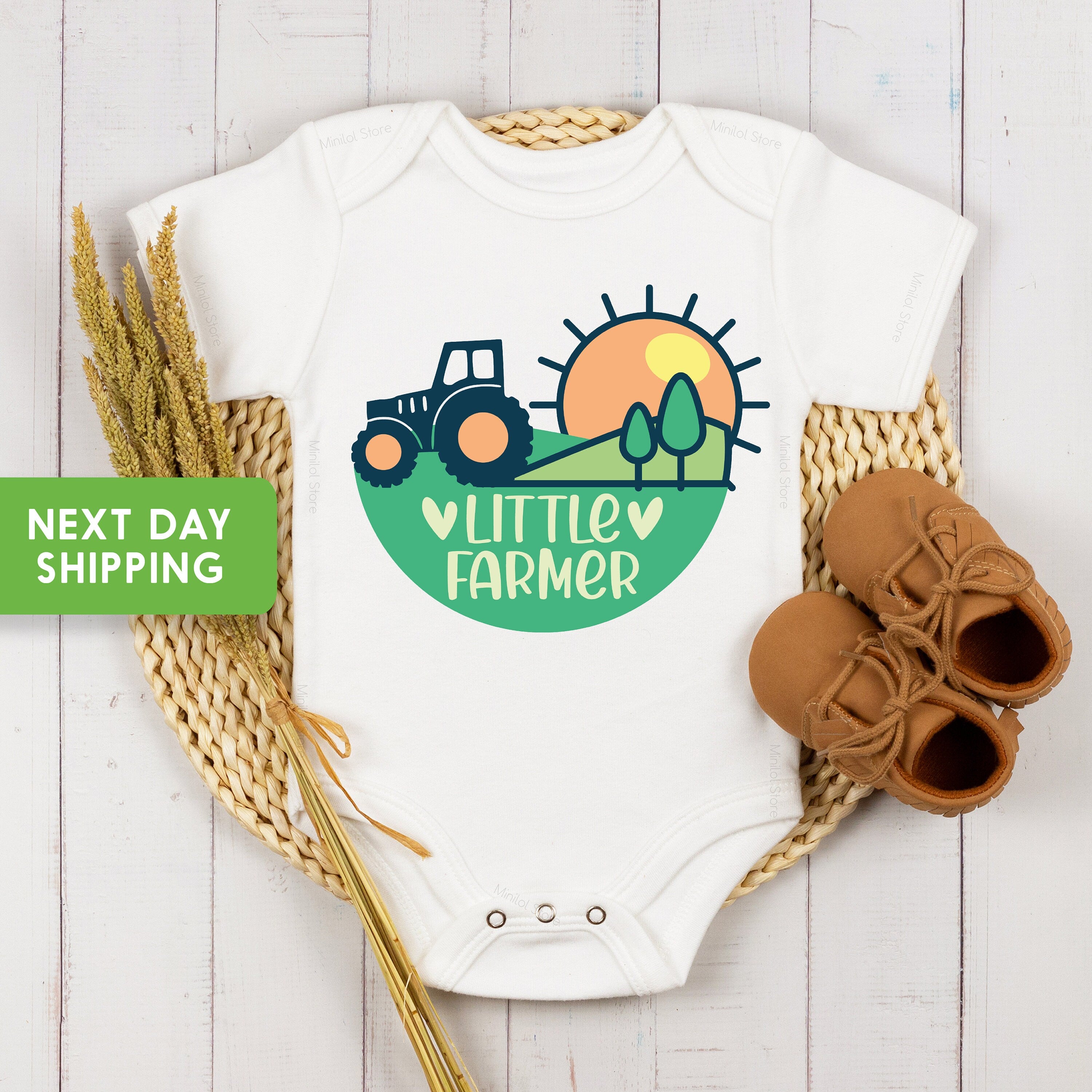 Little Farmer , Tractor Bodysuit, Baby Farmer Oneise, Baby Shower Gift, Baby Onesie® Baby Boy Bodysuit, Farm Bodysuit