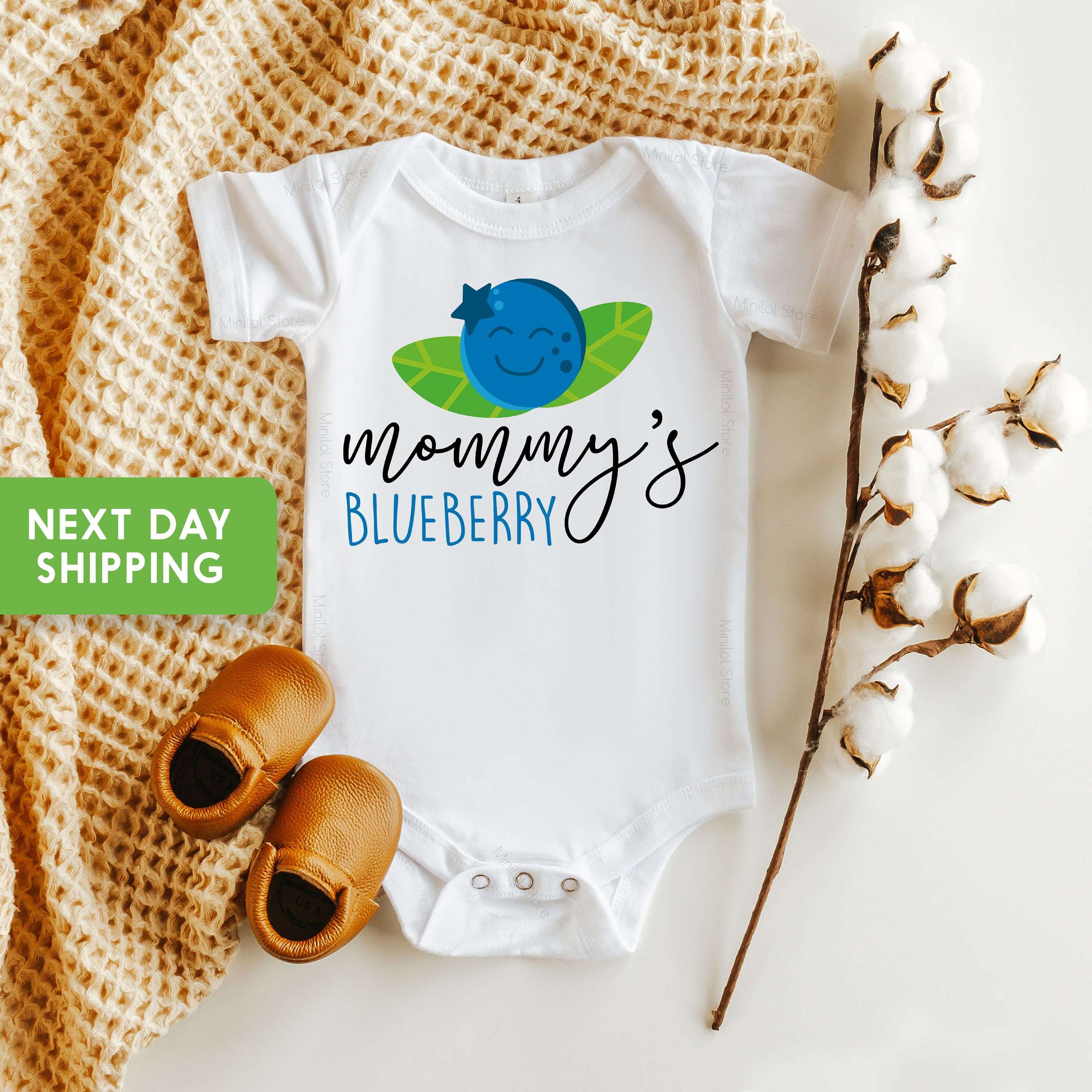Mommy's Blueberry Onesie® Baby Bodysuit, Girl Onesie® Baby Onesie® Little Berry Bodysuit