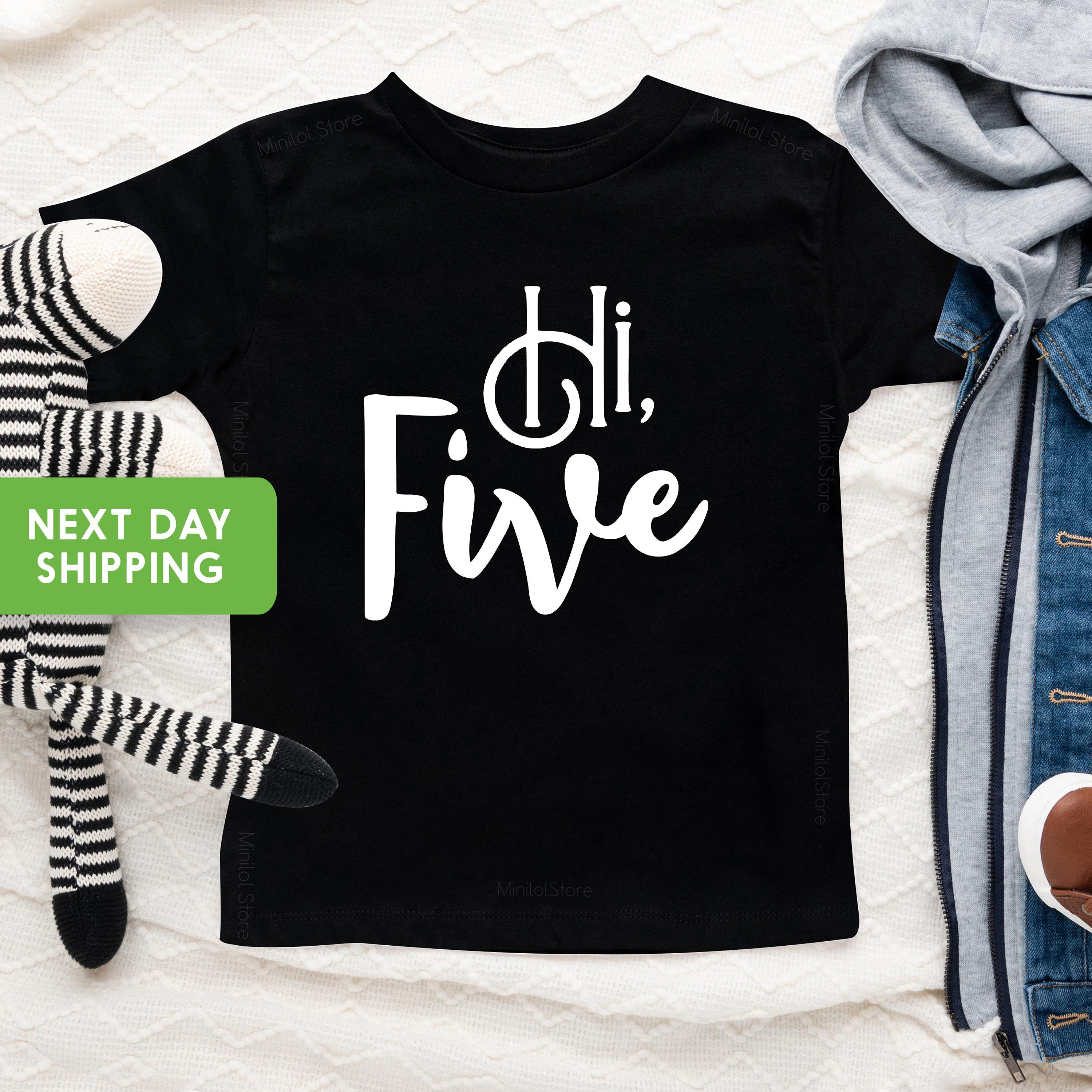 The Original Hi Five Birthday Shirt, 5 Year Old, Unisex Raglan, Boy Or Girl 5th Birthday, Funny 5th Birthday Shirt, Gift