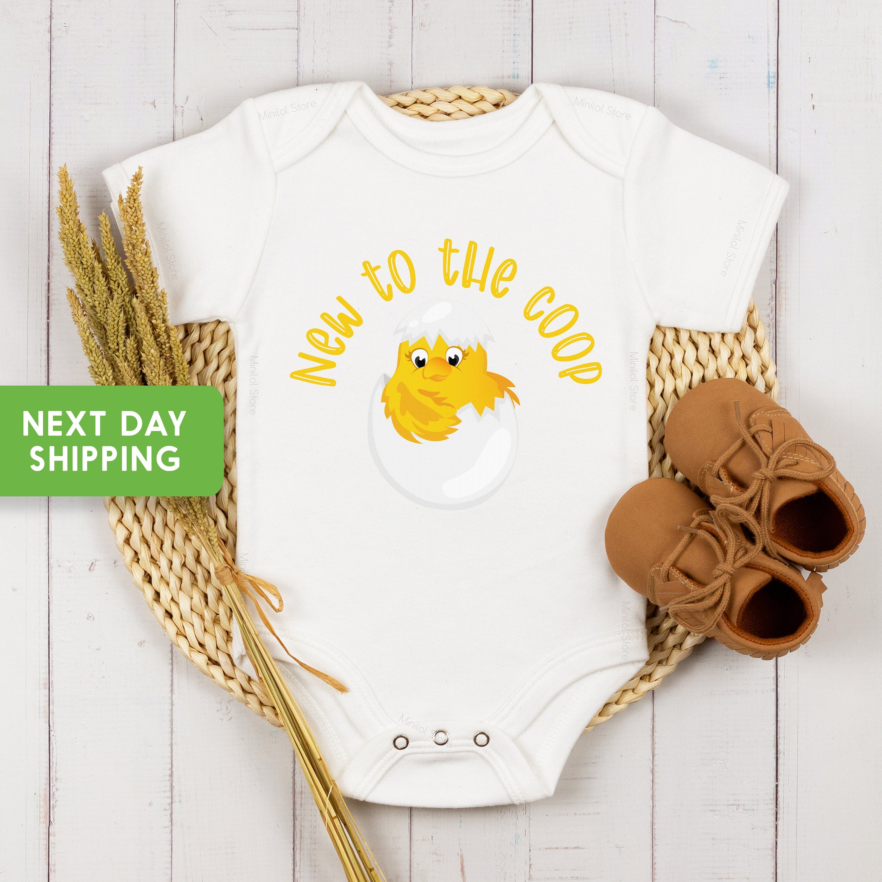 New To The Coop Onesie® Funny Bodysuit, Chicken Onesie® New Baby Bodysuit, Baby Onesie® Baby Boy Onesie® Baby Clothing