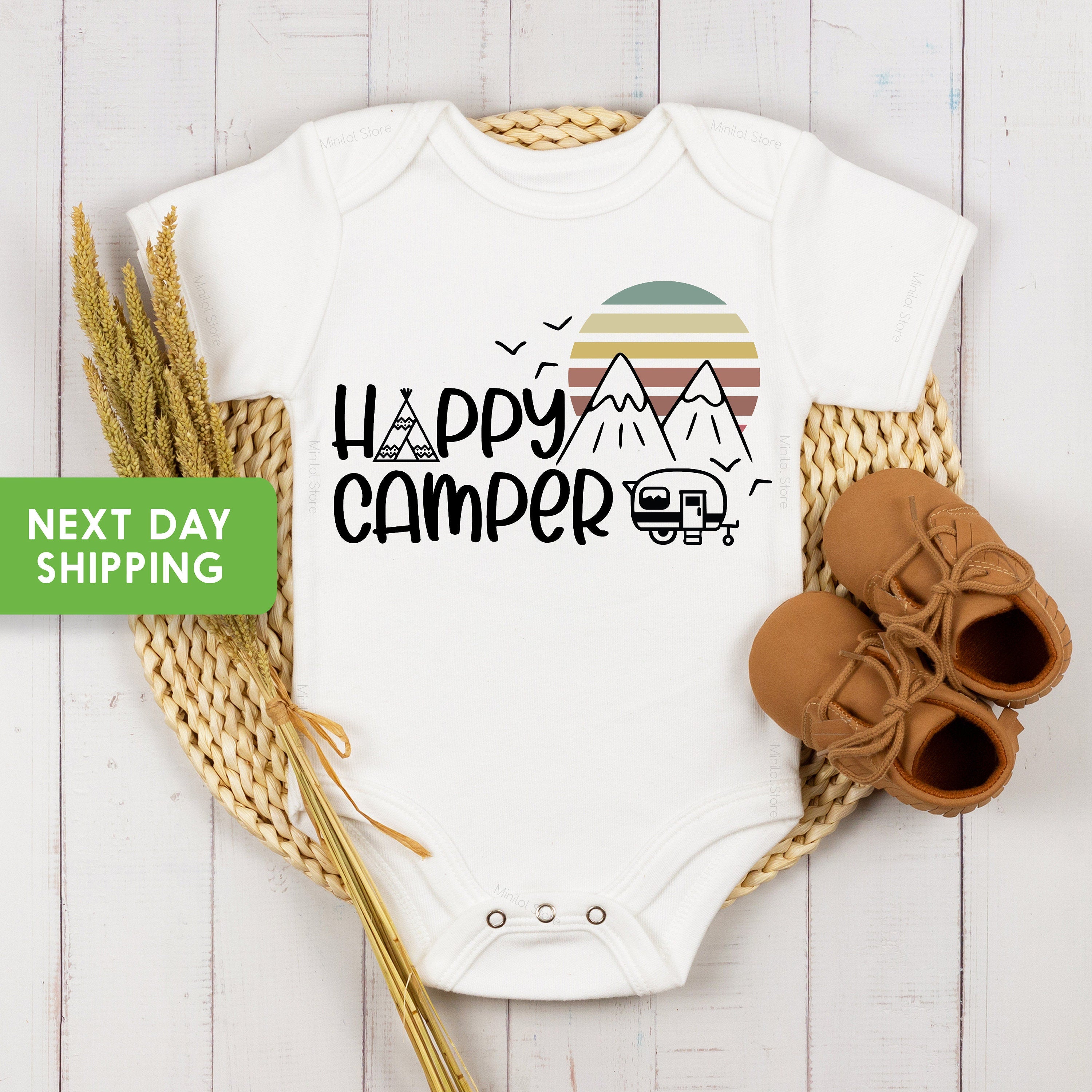 Happy Camper Baby OnesieĀ® Camping Baby OnesieĀ® Little Camper Baby, Adventure OnesieĀ® Hiking Baby OnesieĀ®