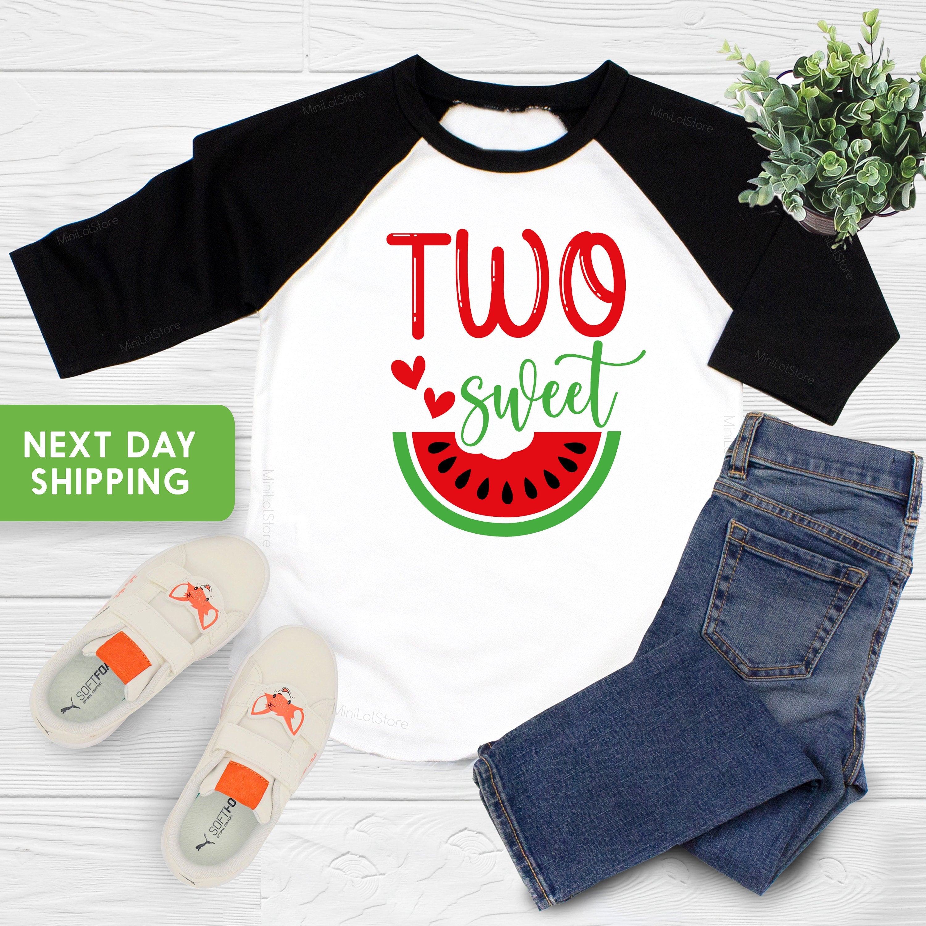 2nd Birthday Shirt Girl With Watermelon, 2 Sweet Shirt For Second Birthday Party, 2 Year Old Birthday Gift