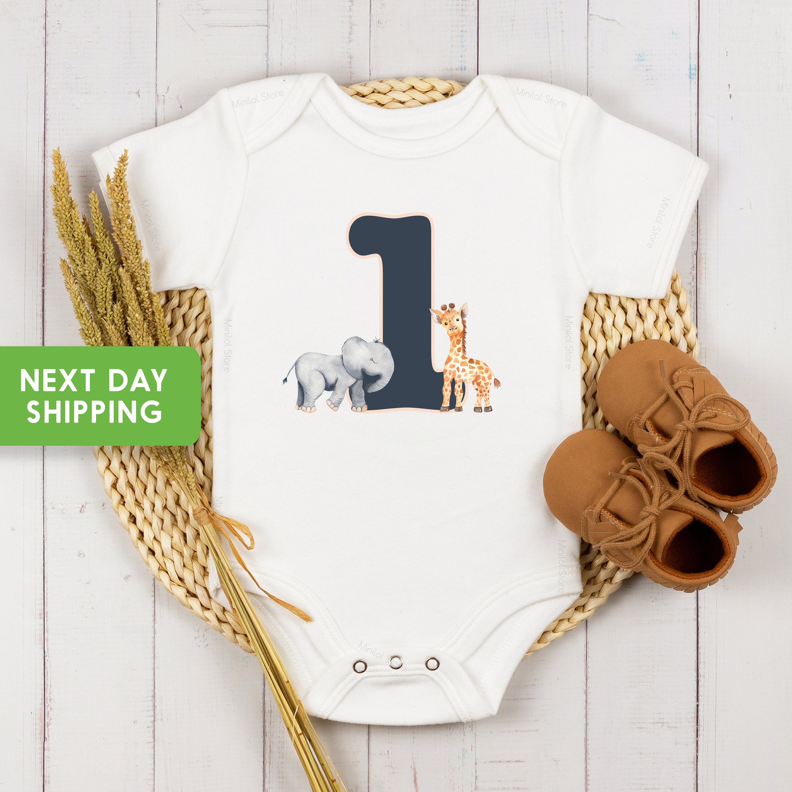 First Birthday OnesieĀ®, The Birthday Boy OnesieĀ®, 1st Birthday Party Safari Cake Smash Jungle, Wild Safari Party OnesieĀ®
