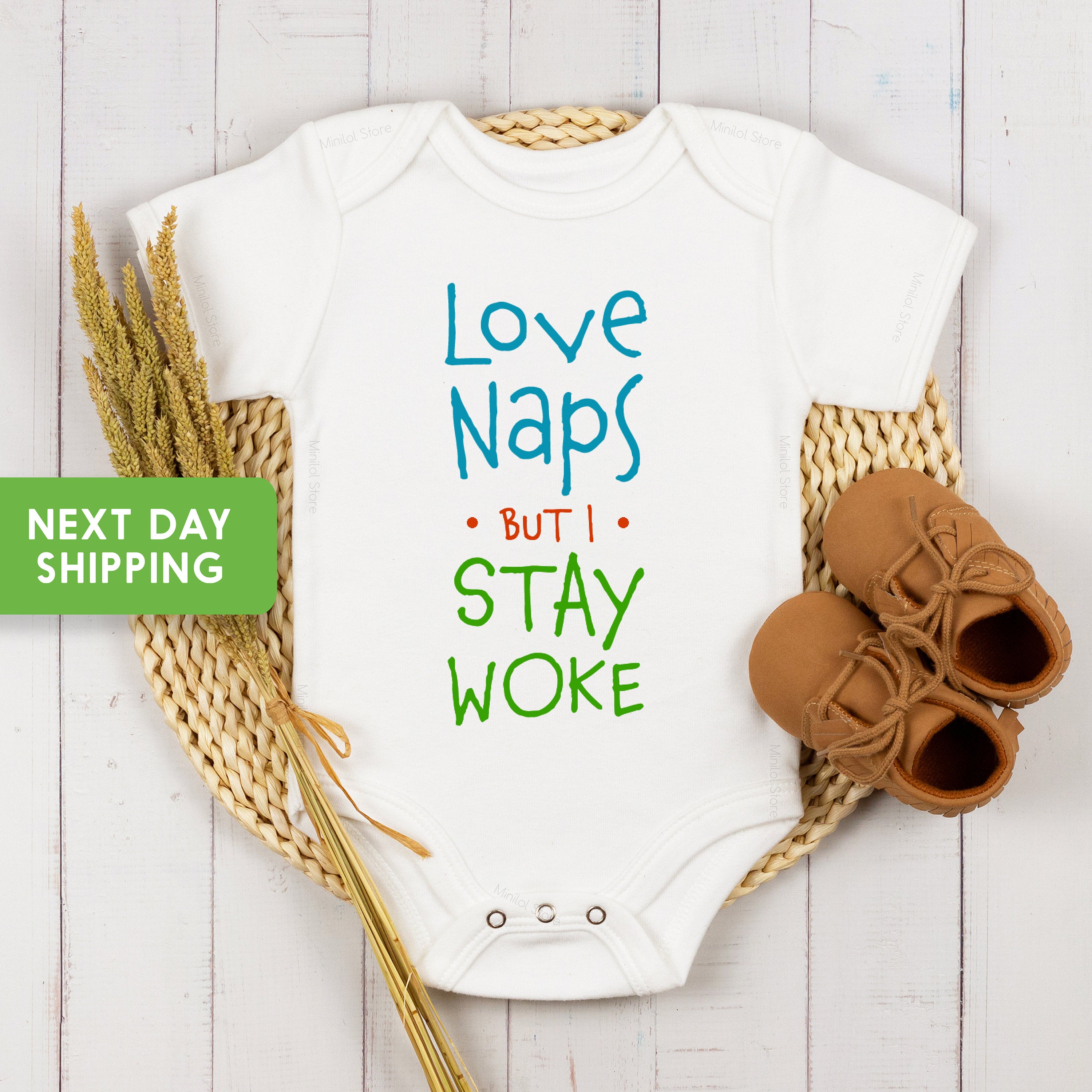 Love Naps But I Stay Woke OnesieĀ®, Funny Baby Bodysuit,Newborn OnesieĀ®Cute Baby OnesieĀ®