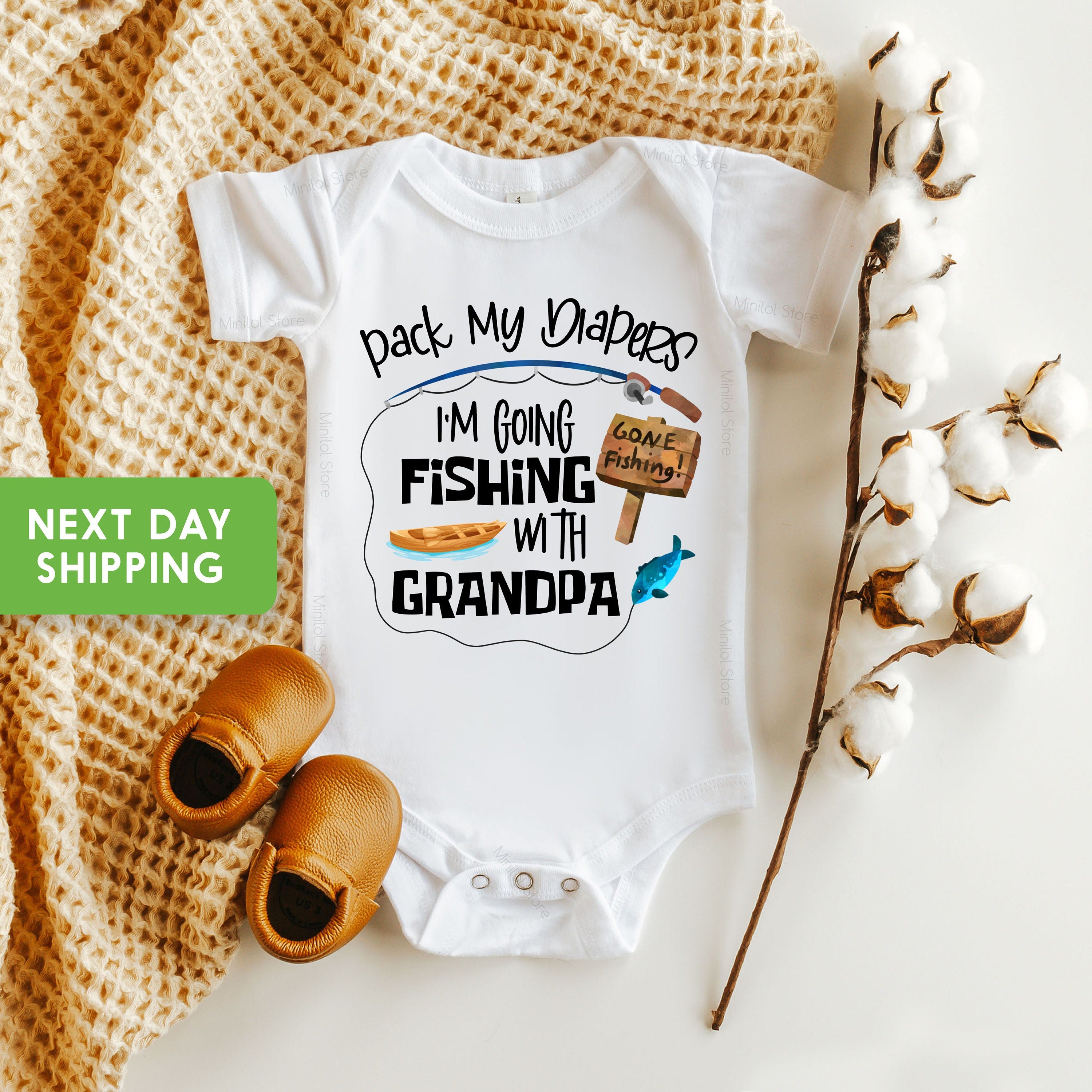Grandpa's Fishing Buddy Baby OnesieĀ® Grandpa Baby Shower Gift, Grandfather Shirt, Grandson Baby Bodysuit, Granddaughter Gift, I Love Grandpa