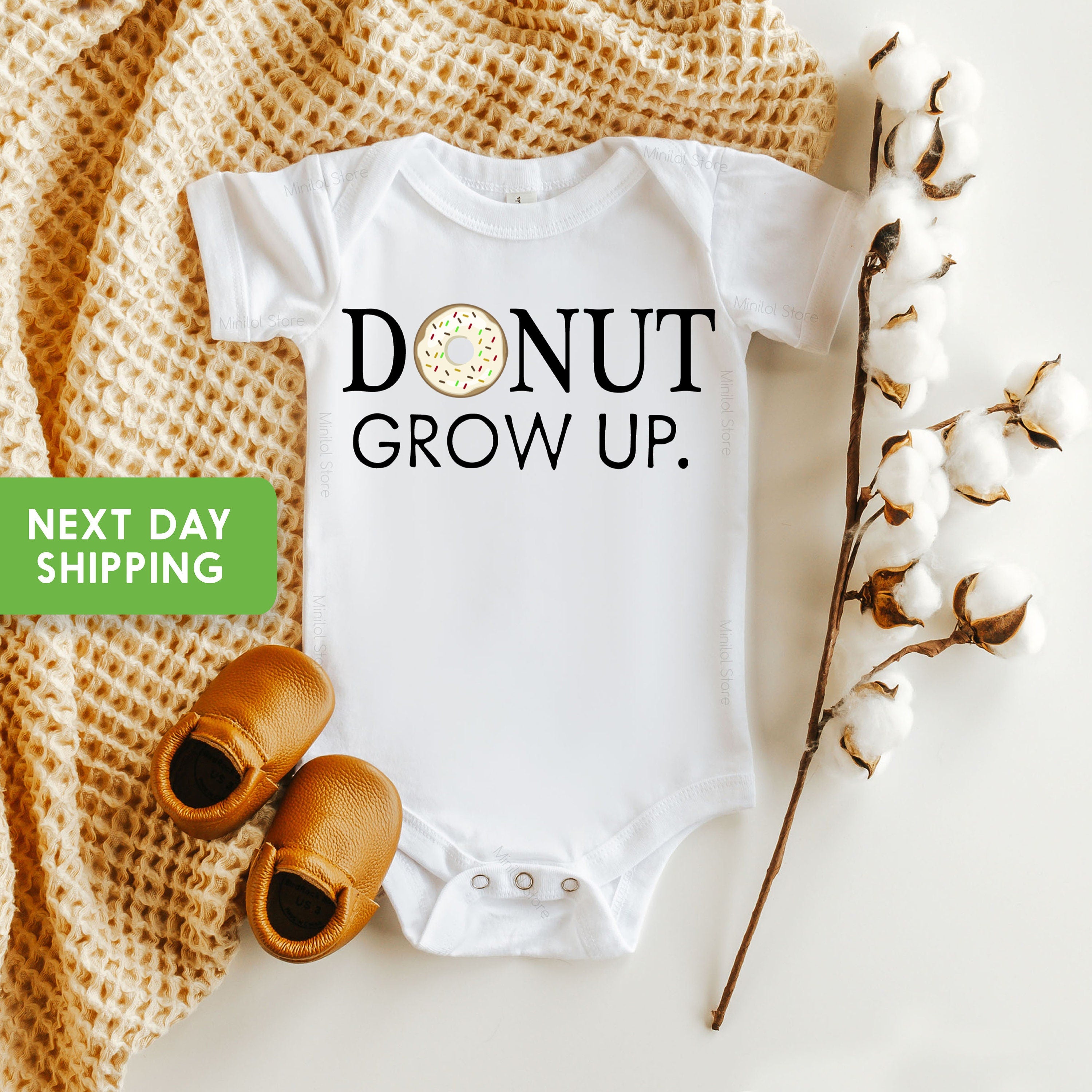 Donut Grow Up Onesie®, Donut Themed Bodysuit, Funny Sayings Baby Clothes, New Mom Gift, Girl Gift