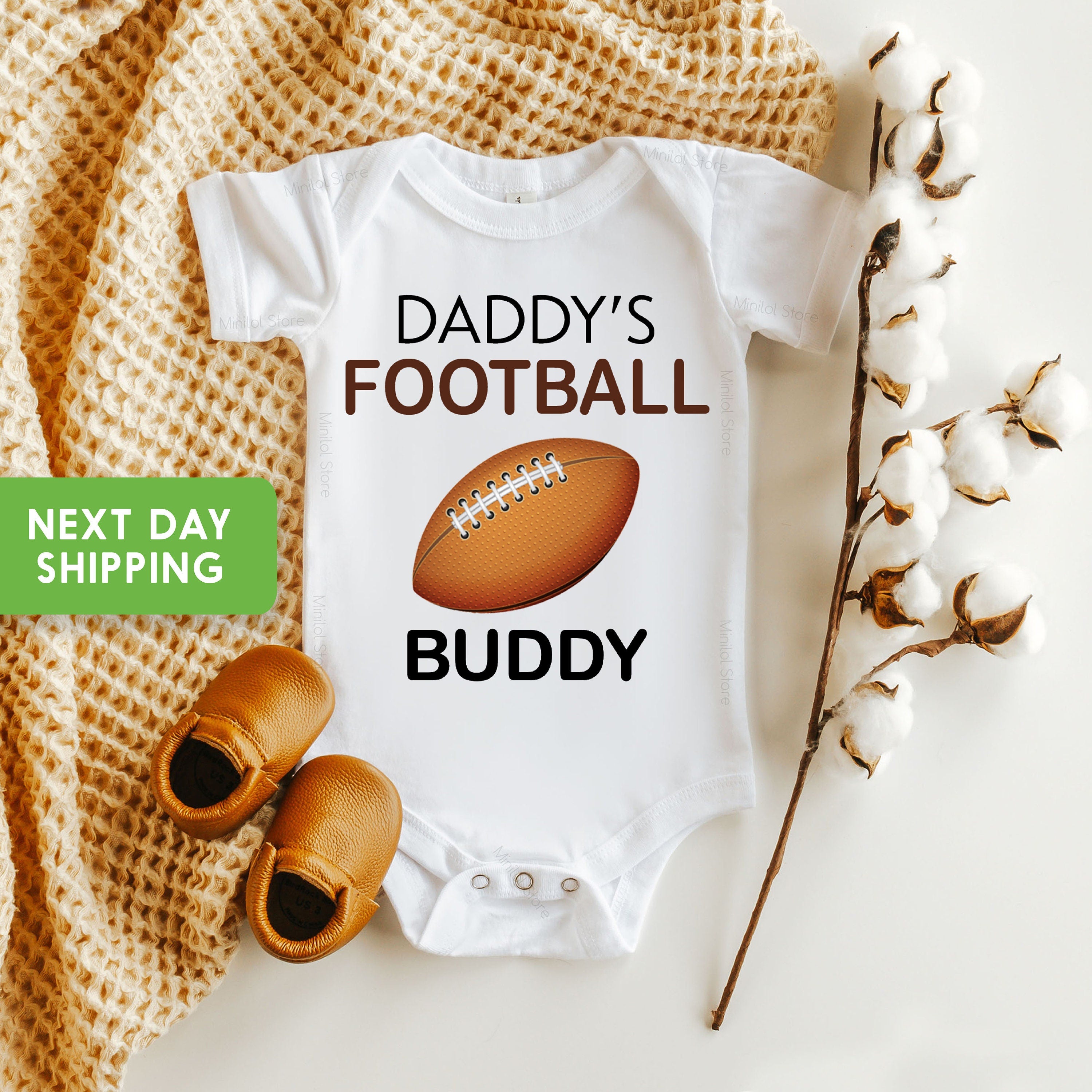 Daddy's Football Buddy OnesieĀ® Funny Baby Bodysuit, Sports Baby Gift, Baby Boy Clothes, Baby Boy Gift, Fathers Day Gift