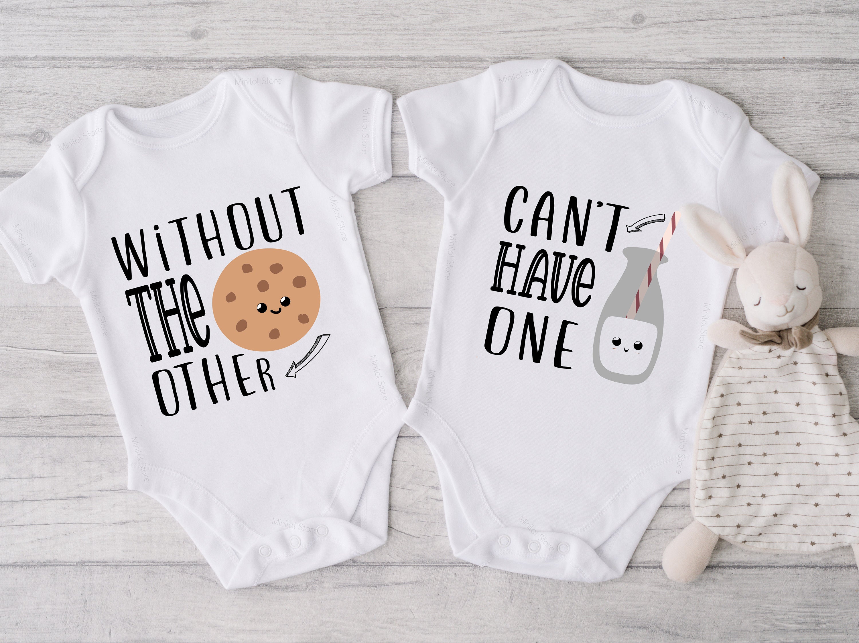Twin Onesie®, Can't Have One, Without The Other Twin, Funny Milk And Cookie Twin Shirt, Cute Best Friend Twin Baby Onesie®