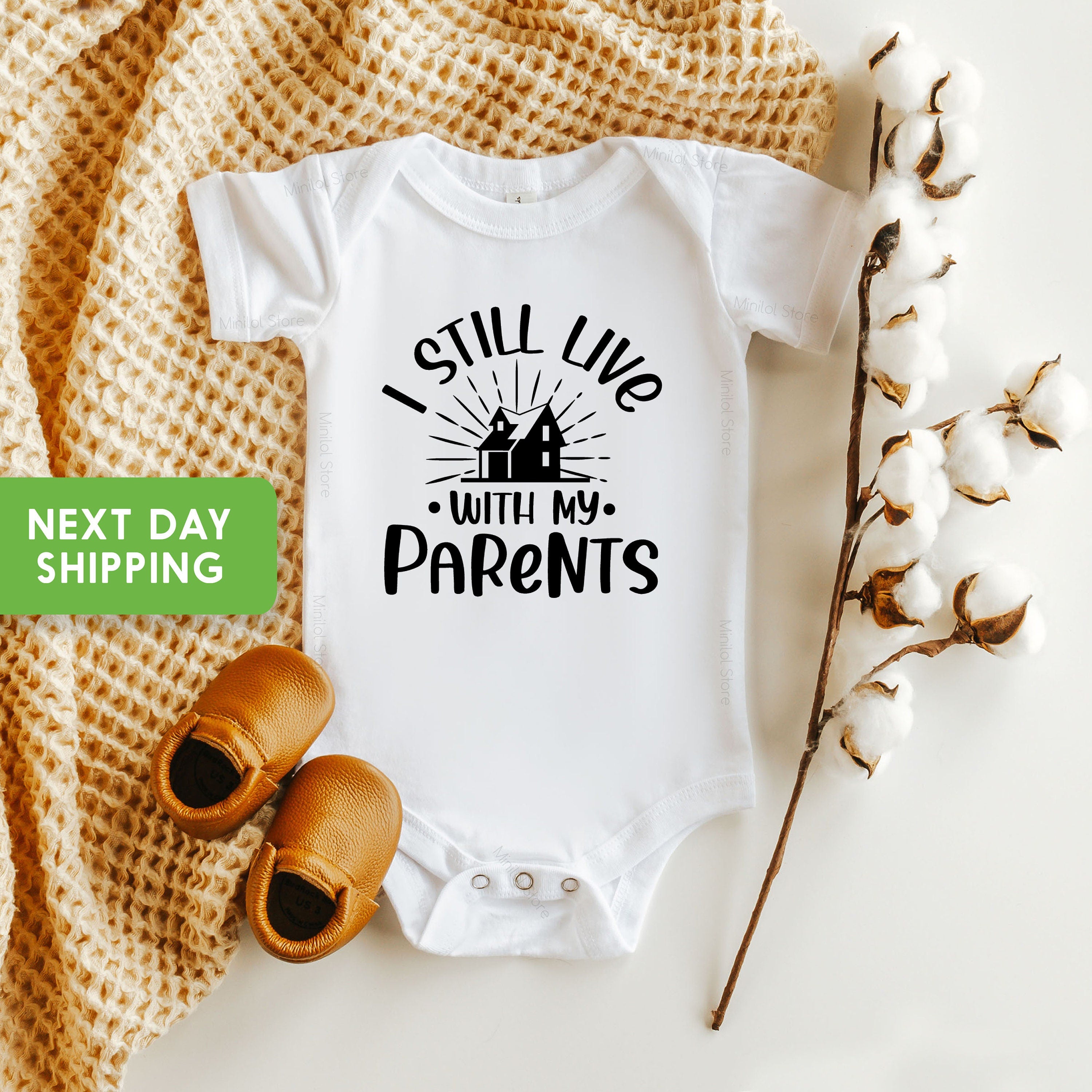 I Still Live With My Parents OnesieĀ® Funny OnesieĀ® Baby, Cute Baby OnesieĀ®