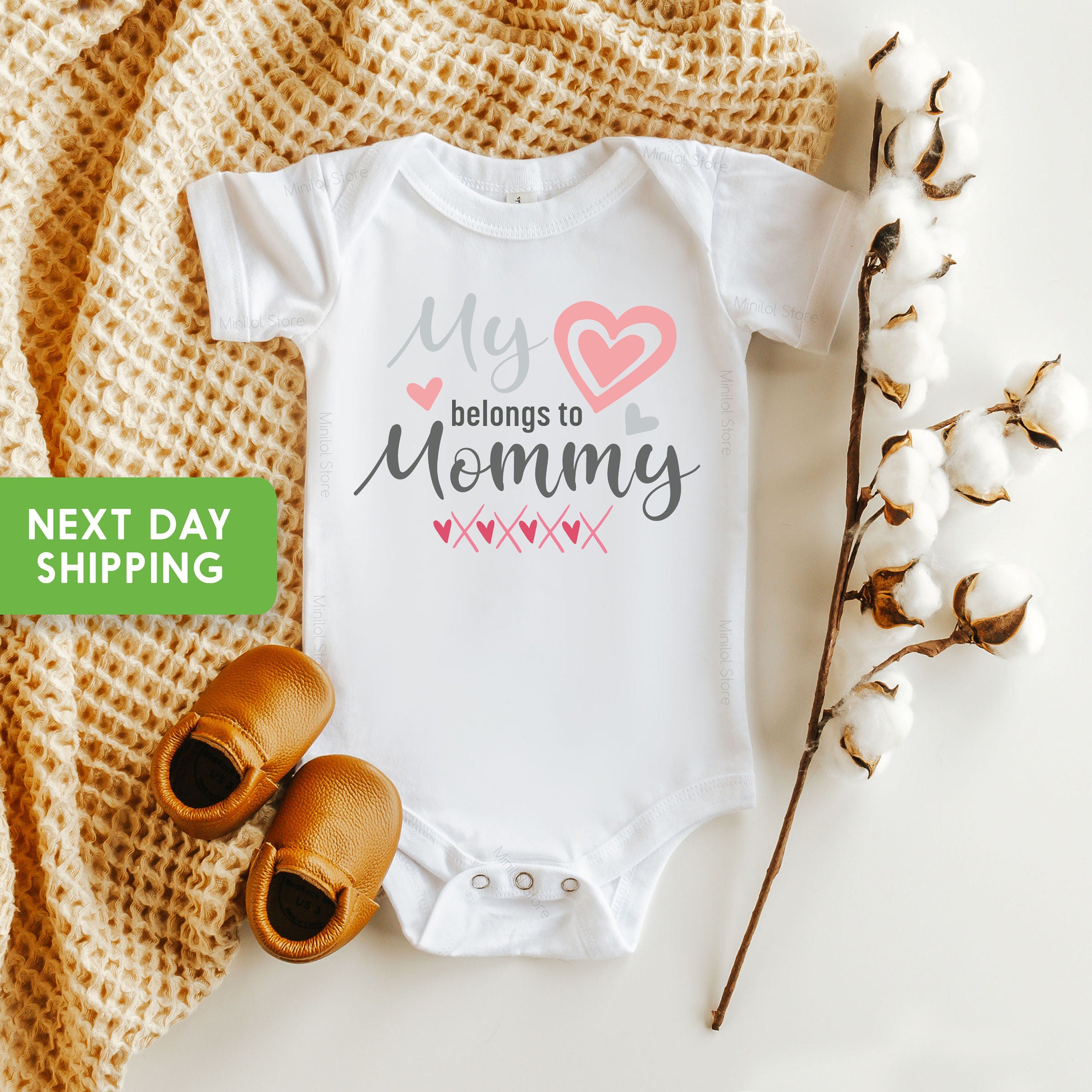My Heart Belongs To Mommy Baby Onesie®, Girl Mother's Day Onesie® Cute Girls Bodysuit, I Love My Mommy Onesie®