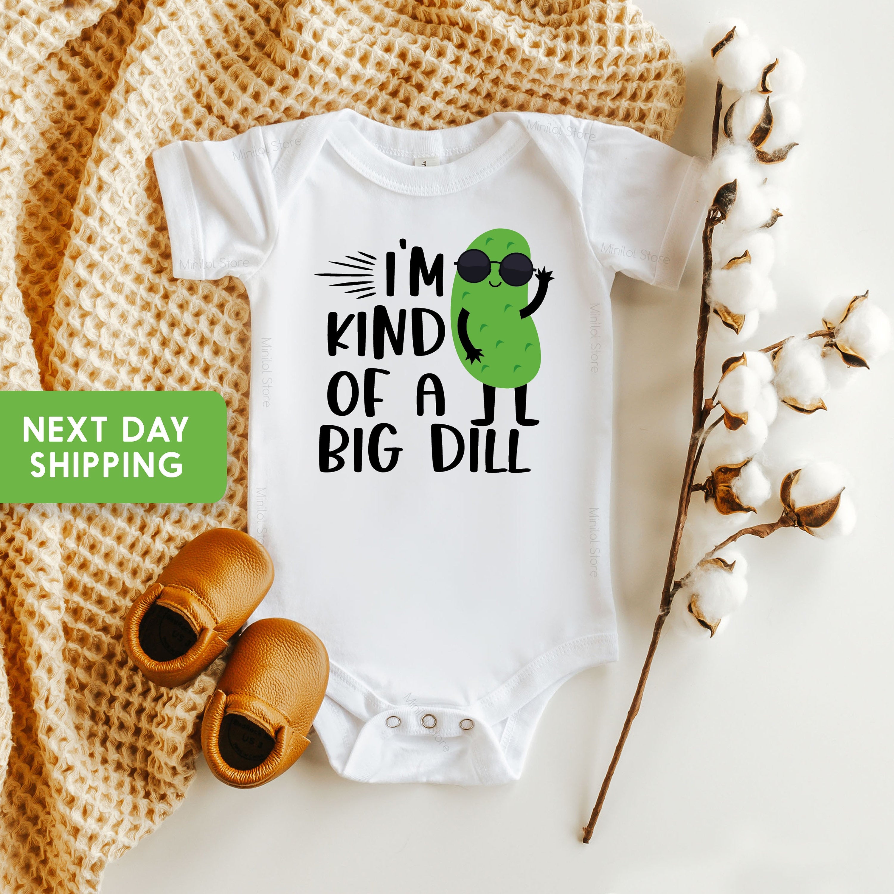 I'm Kind Of A Big Dill OnesieĀ® Cute OnesieĀ® Baby, Cute Pickle Baby OnesieĀ®